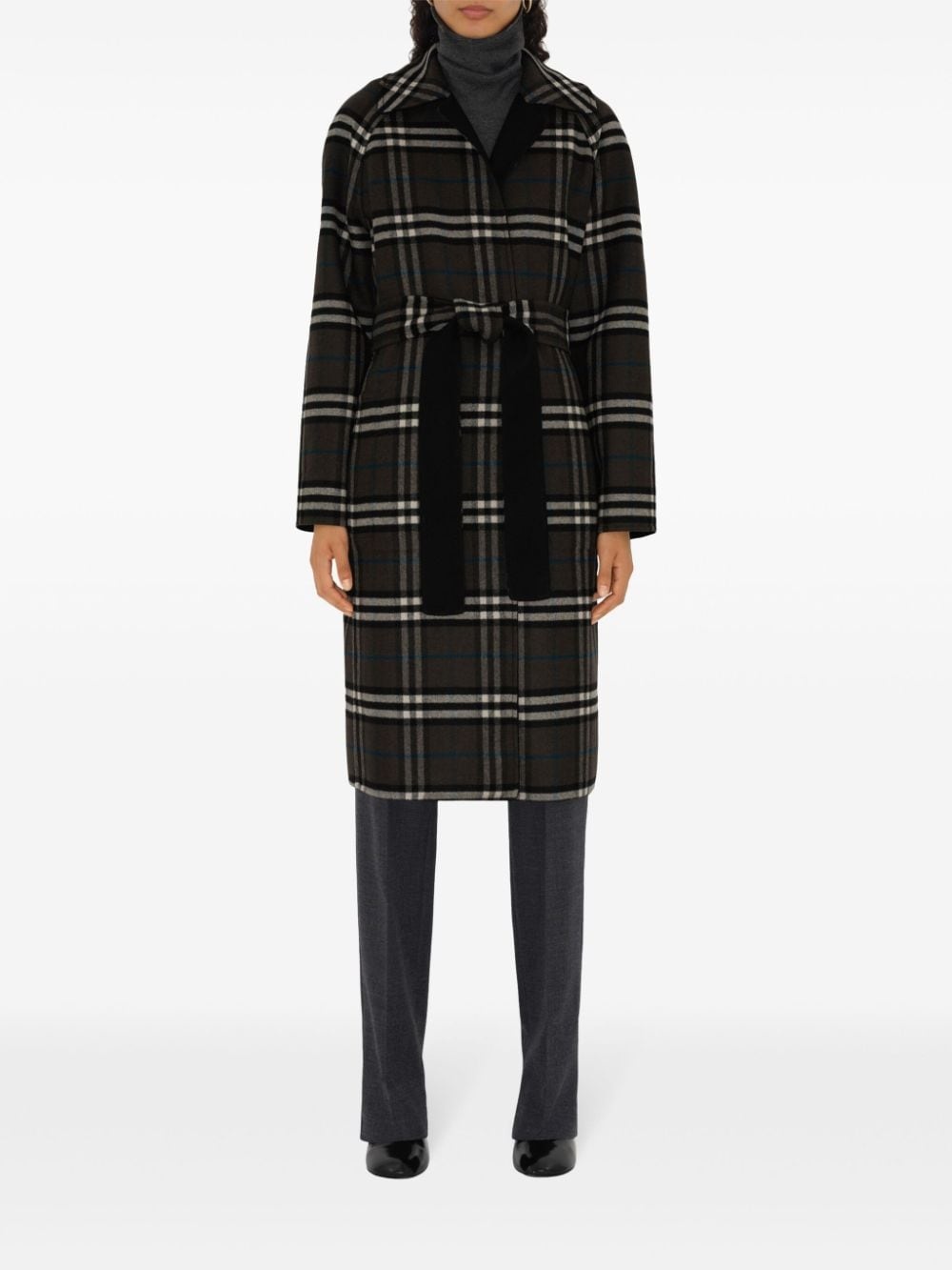 Reversible check wool wrap coat - 5