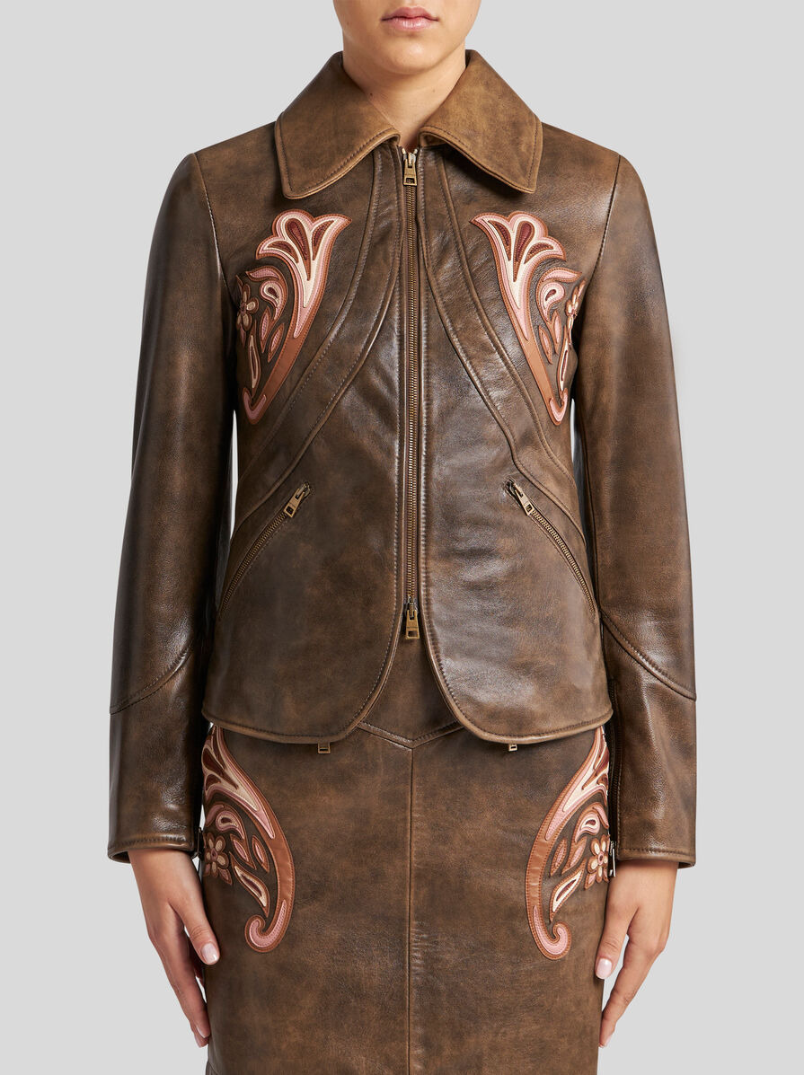 LEATHER JACKET WITH INLAYS - 2