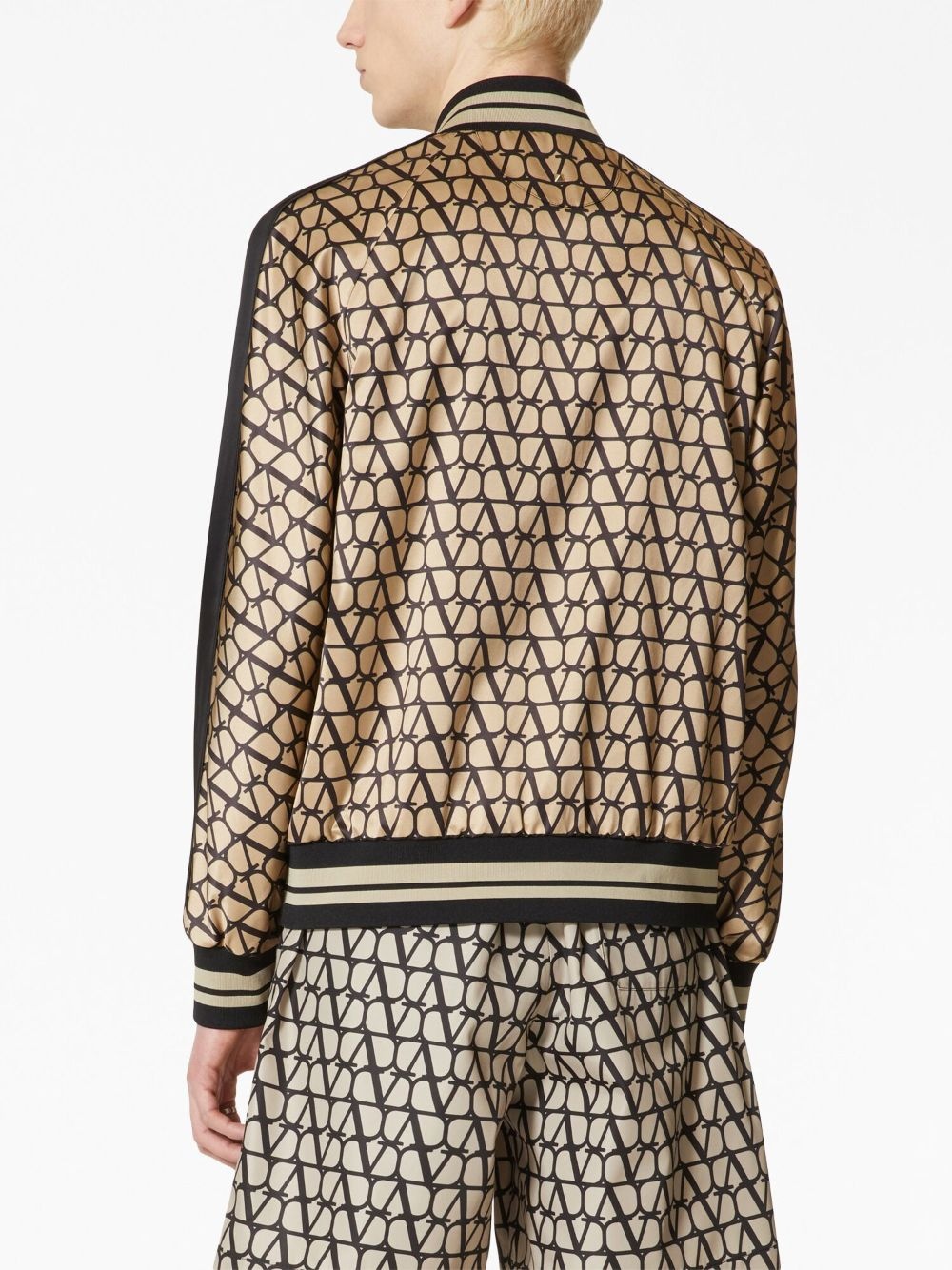 monogram-pattern satin jacket - 4
