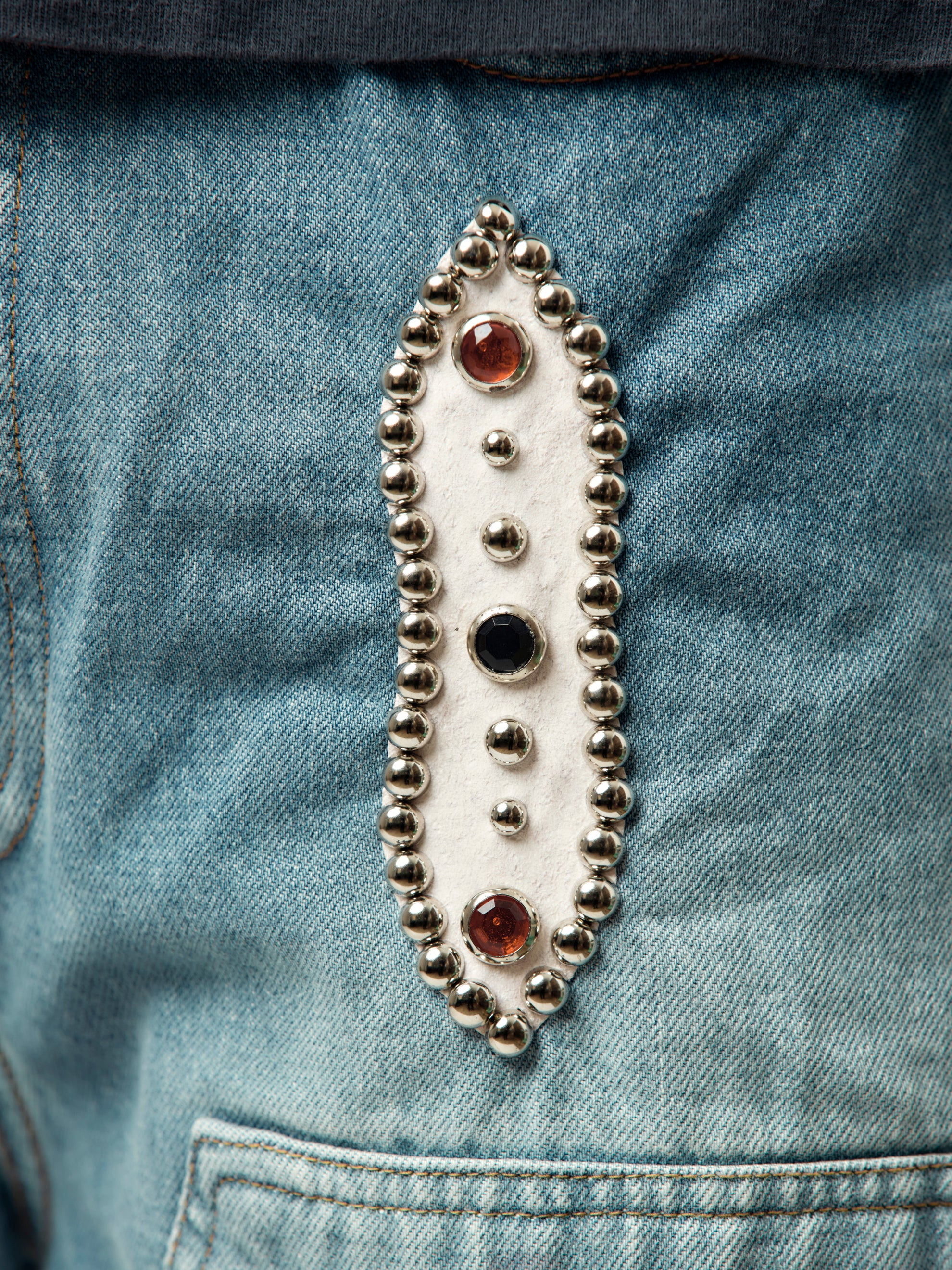 14OZ DENIM STUDS REMAKE SHORTS - 6