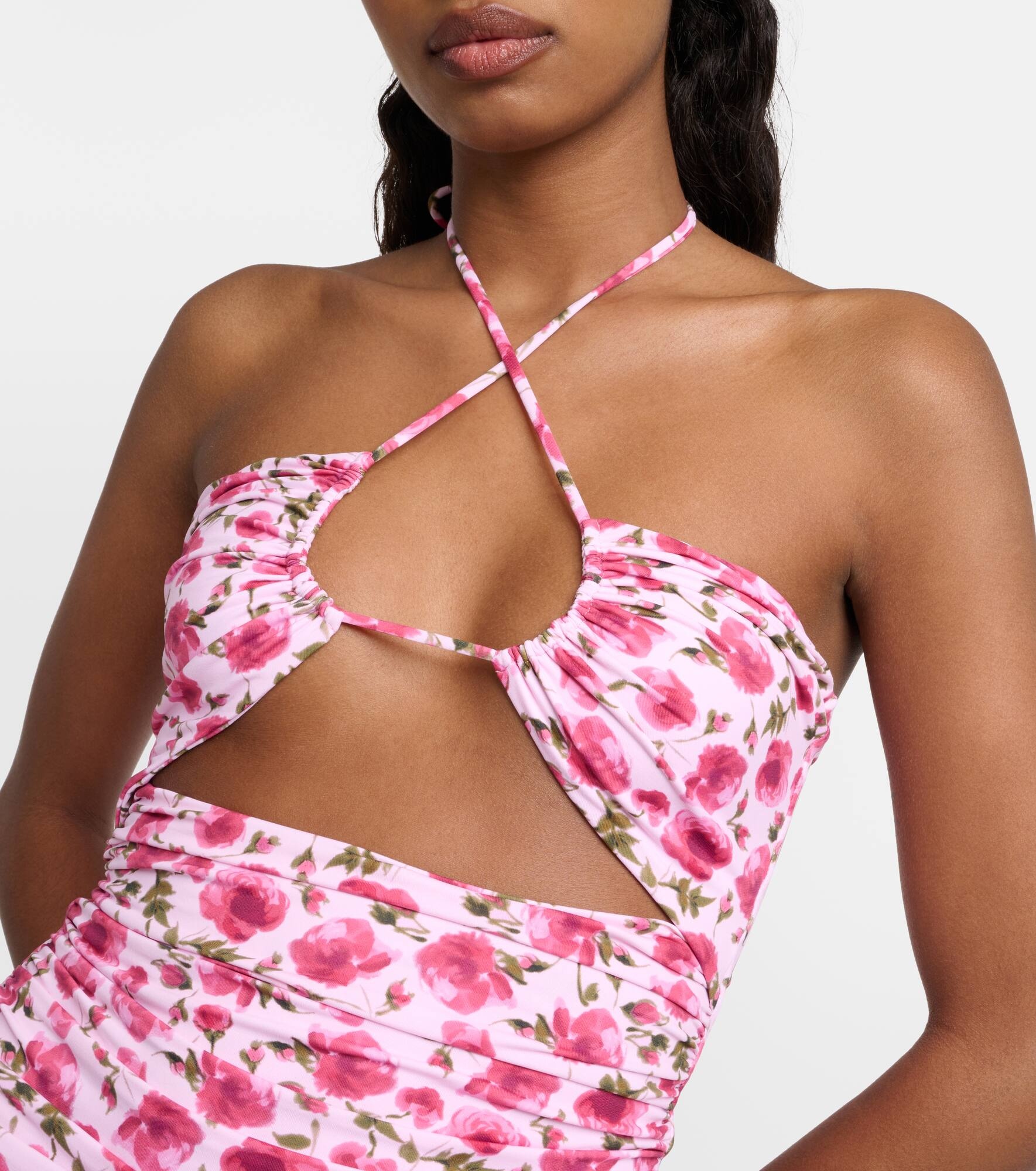 Floral halterneck swimsuit - 4