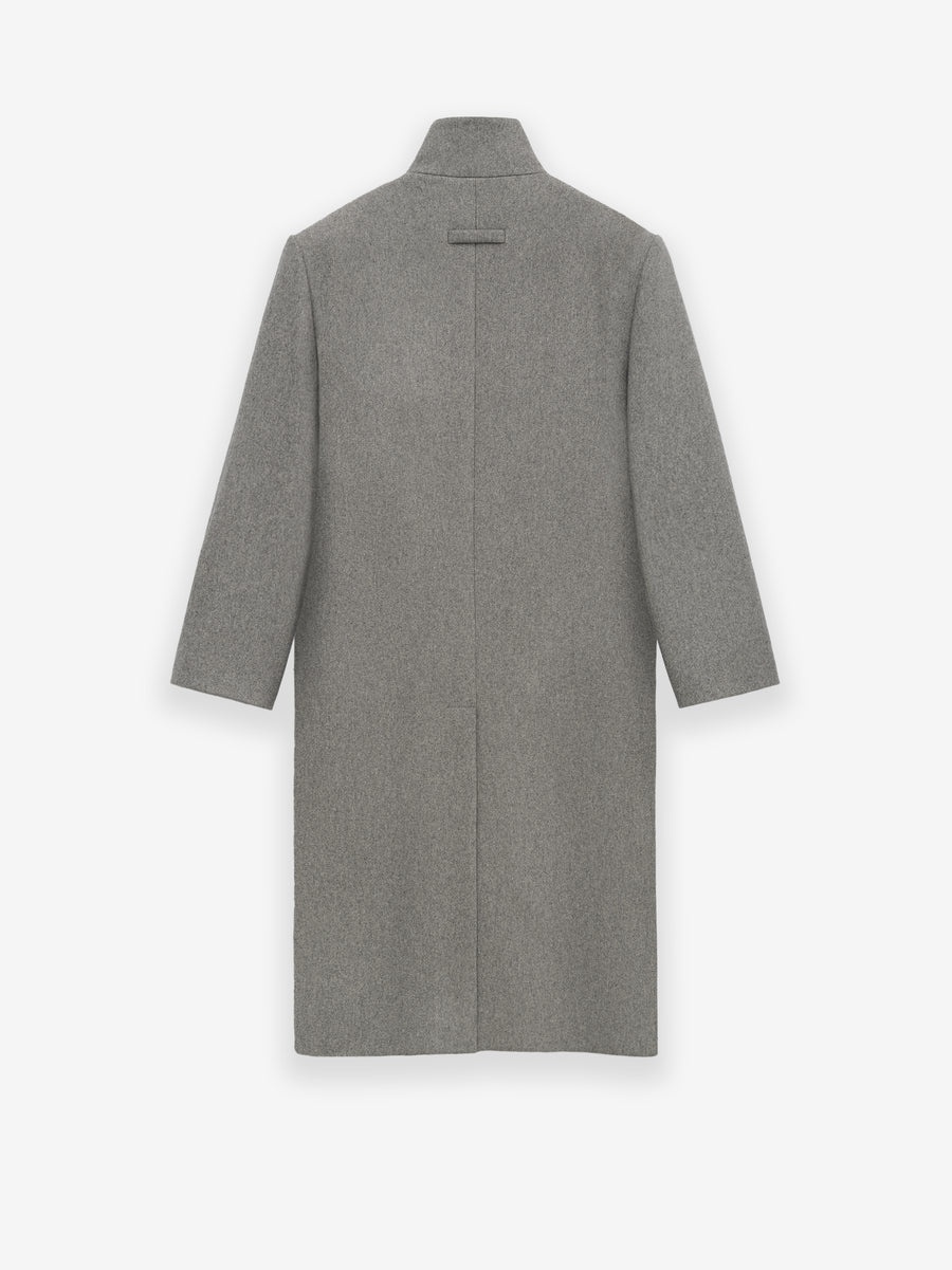 Melange Wool Stand Collar Overcoat - 2