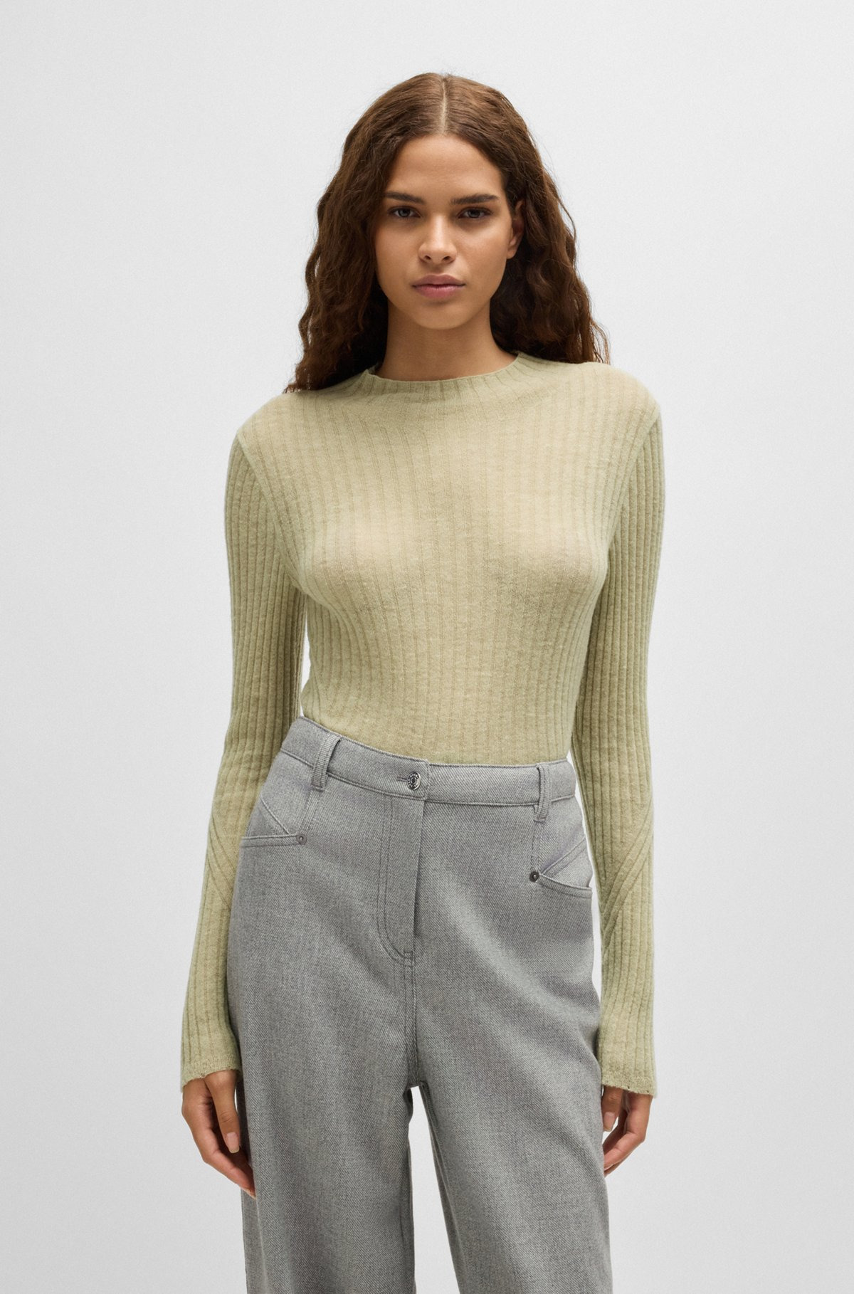 WOOL-BLEND SLIM-FIT SWEATER WITH SIDE SLITS - 2