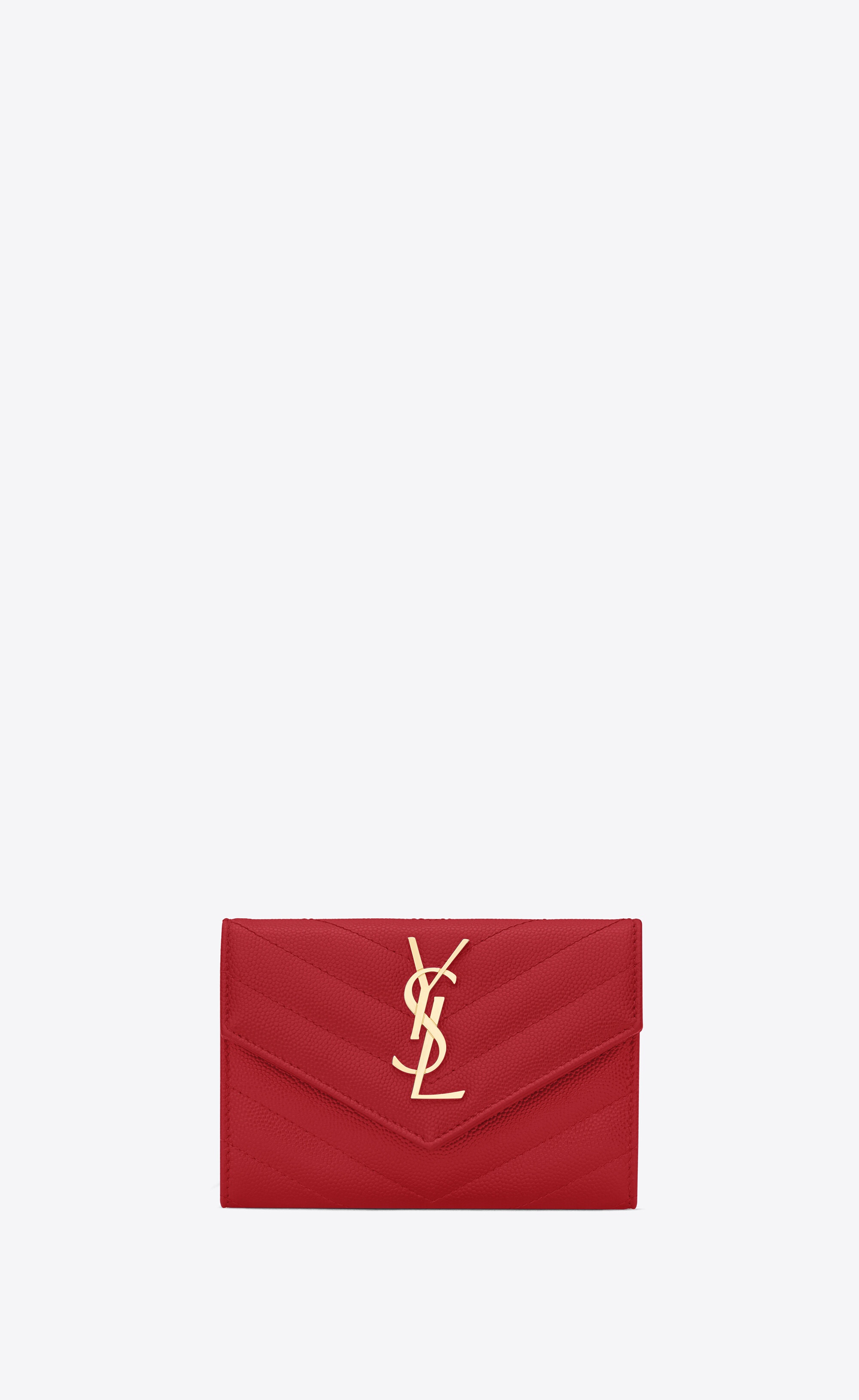 small monogram envelope wallet in grain de poudre embossed leather - 1