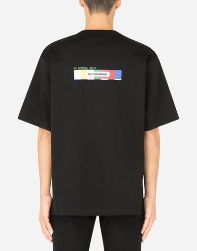 Dolce & Gabbana Cotton T-shirt with multi-colored glitch print outlook