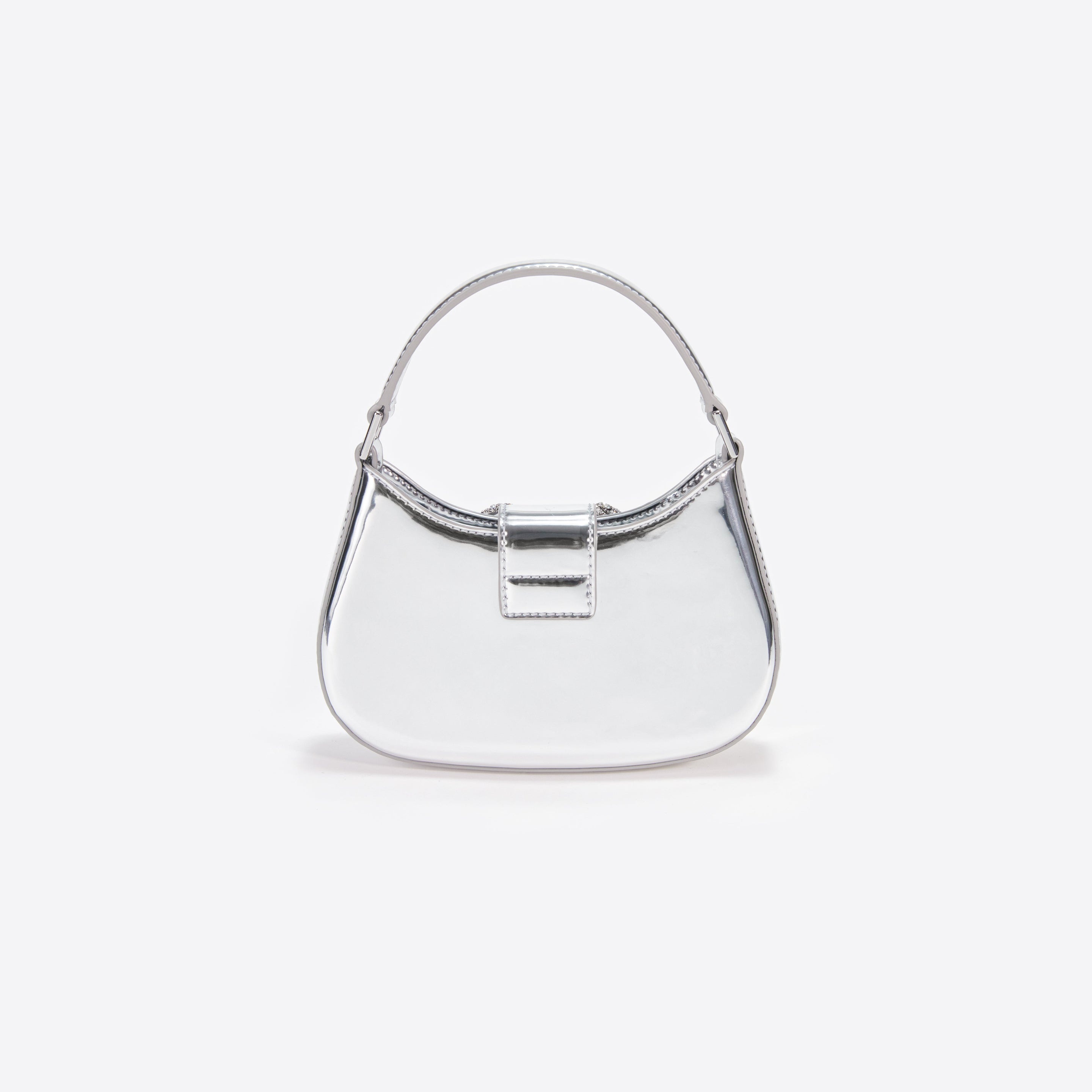 Silver Metallic Micro Embellished Crescent Bag - 3