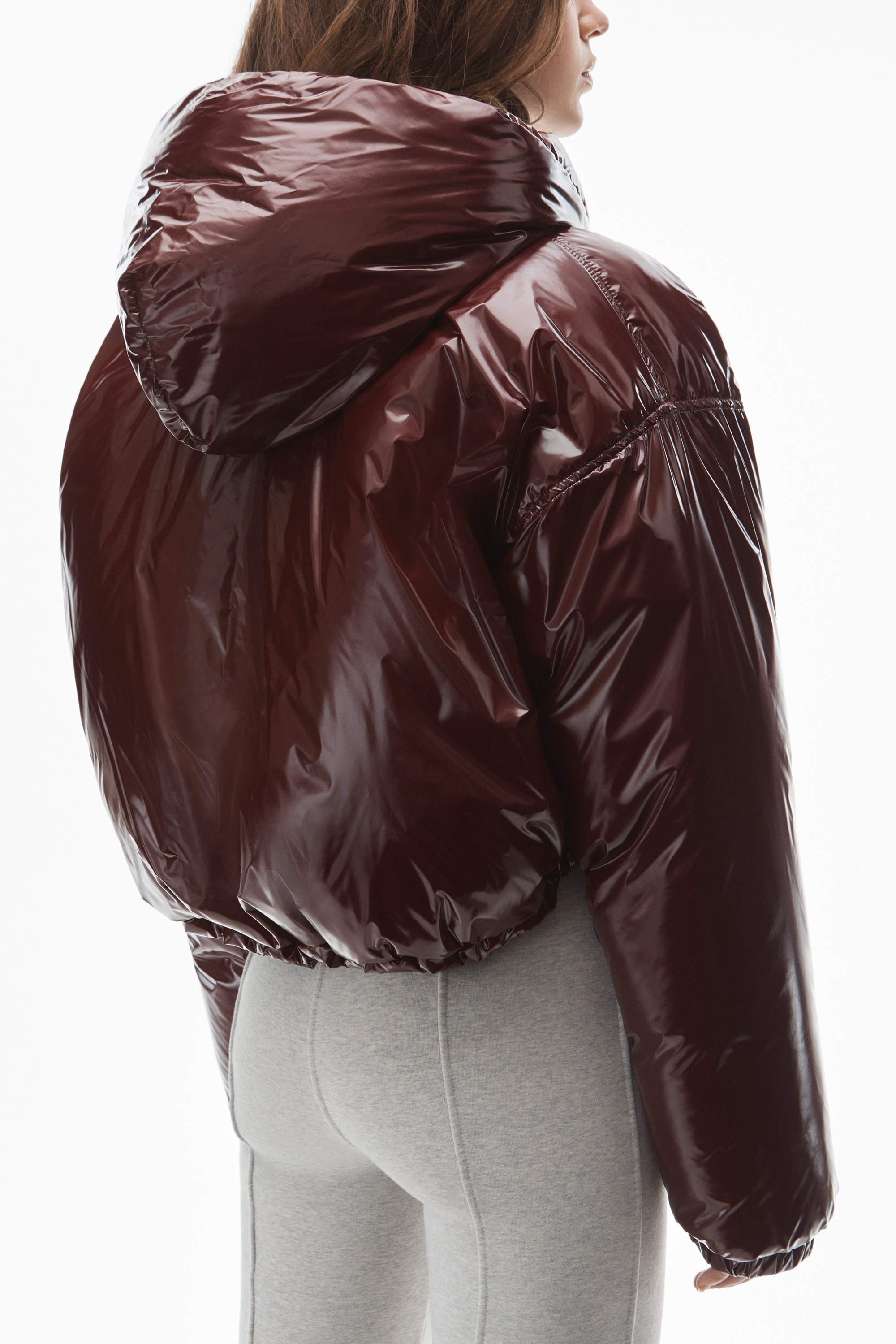 CROPPED DOWN PUFFER IN GLOSSY NYLON - 6