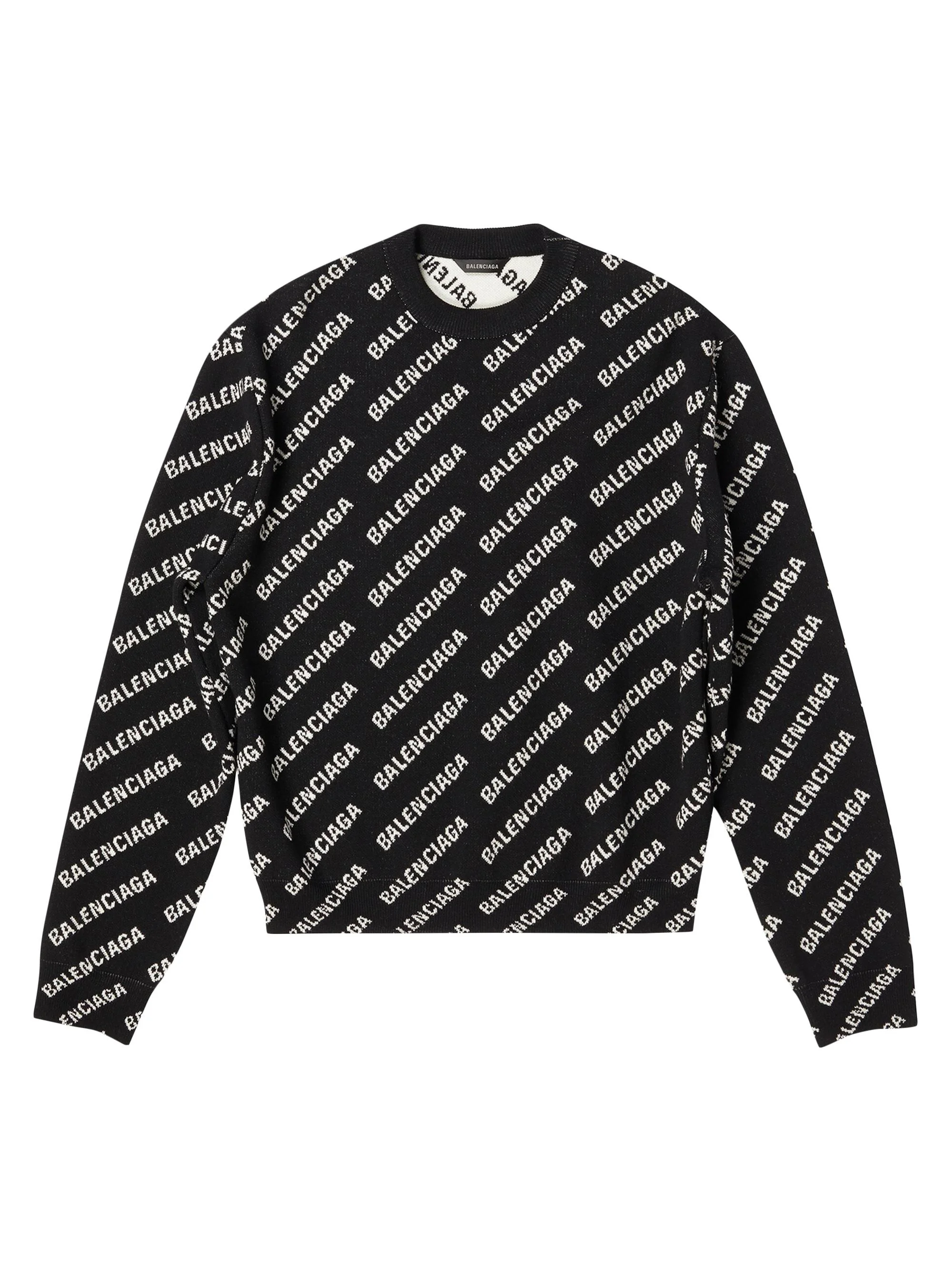 Women's Mini Allover Logo Sweater - Black White - 1