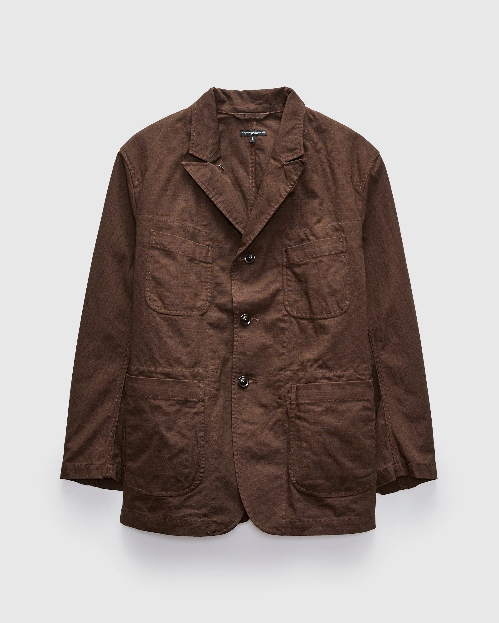 Bedford Jacket in Dark Brown Heavyweight Cotton Ripstop - 1