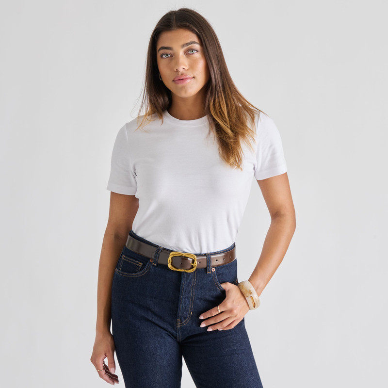 BRAIDED BUCKLE BELT MAHOGANY GOLD 4