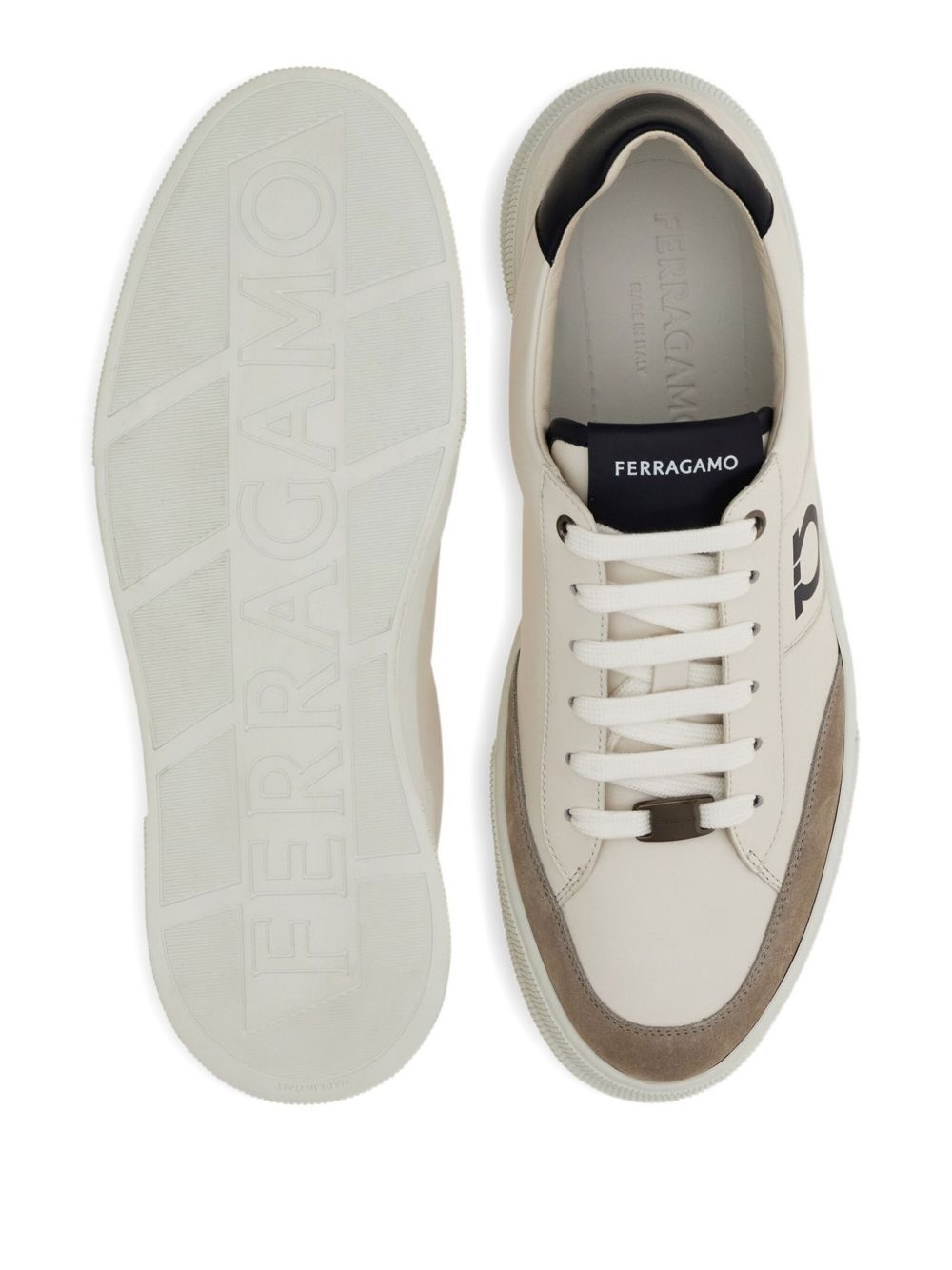 logo-embroidered leather sneakers - 4