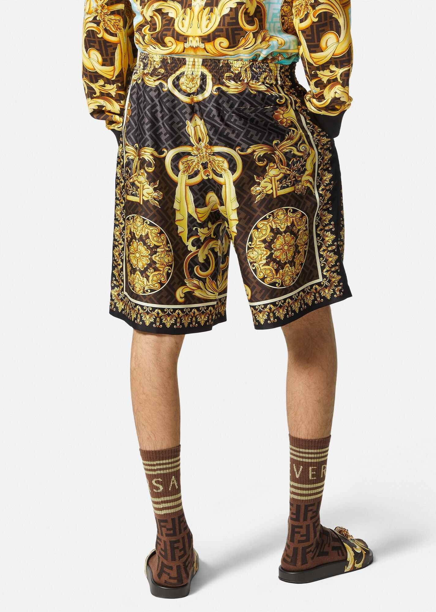 Fendace Gold Baroque Silk Shorts - 4