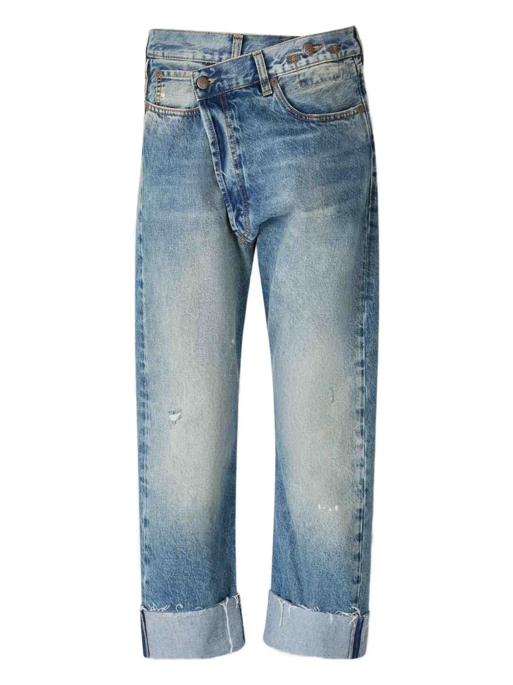 crossover frayed jeans - 1
