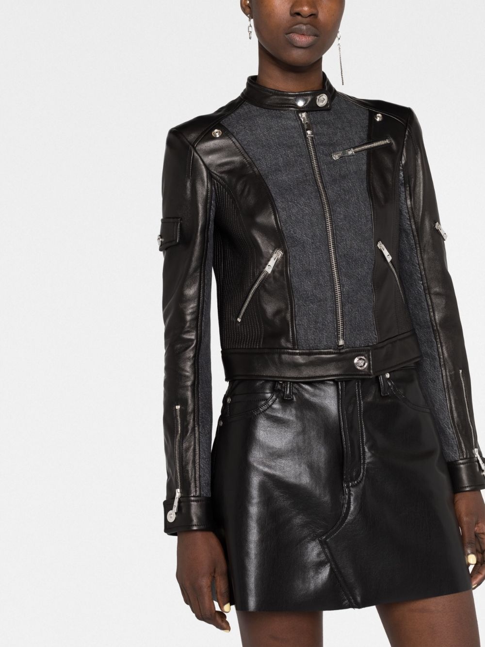 panelled biker jacket - 5