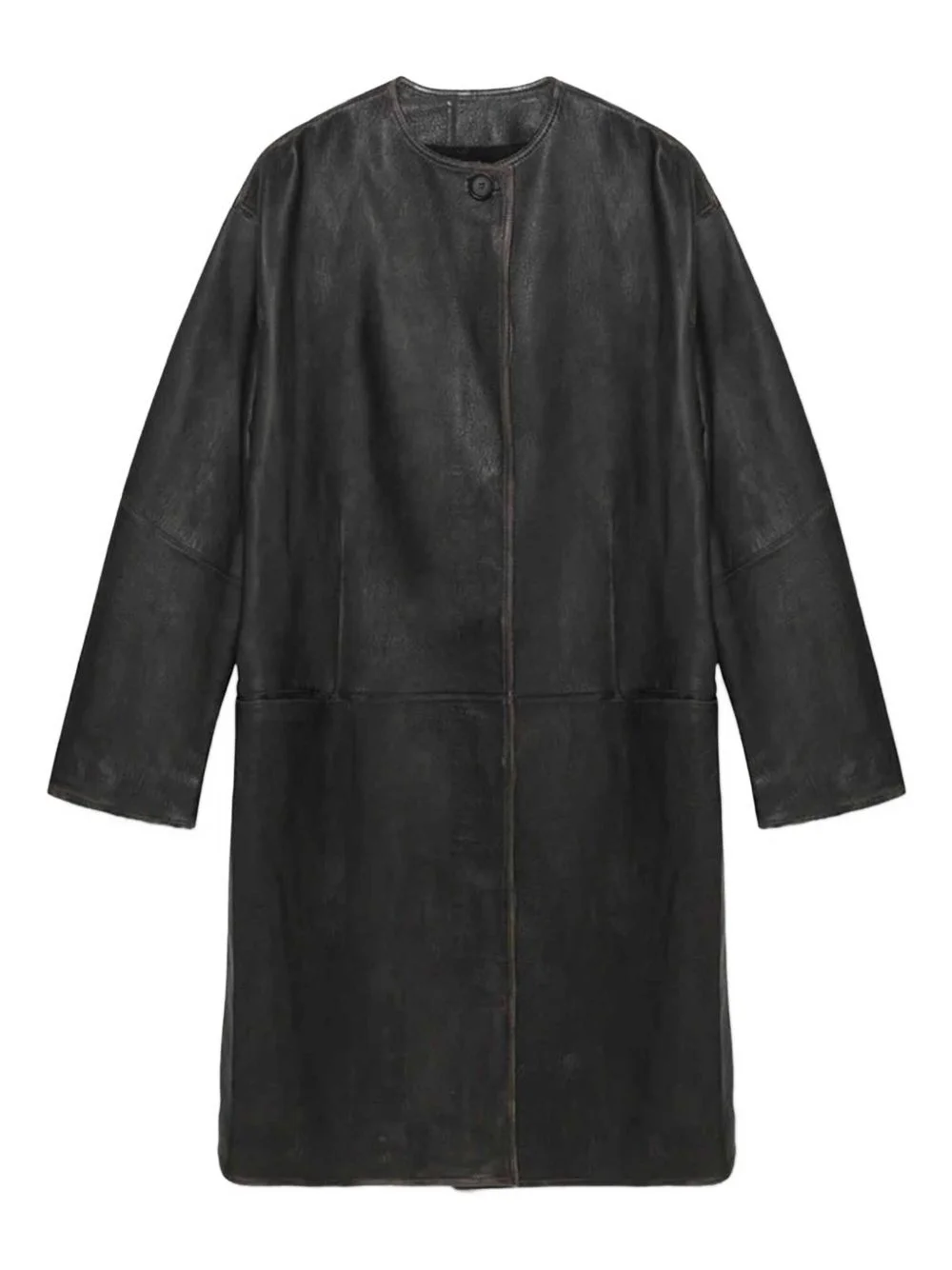 long leather coat - 1