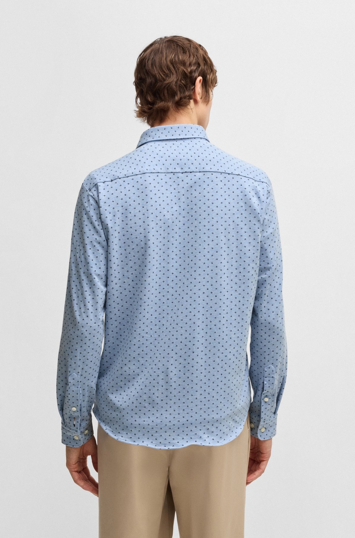 SLIM-FIT SHIRT IN PRINTED STRETCH-COTTON JERSEY - 5