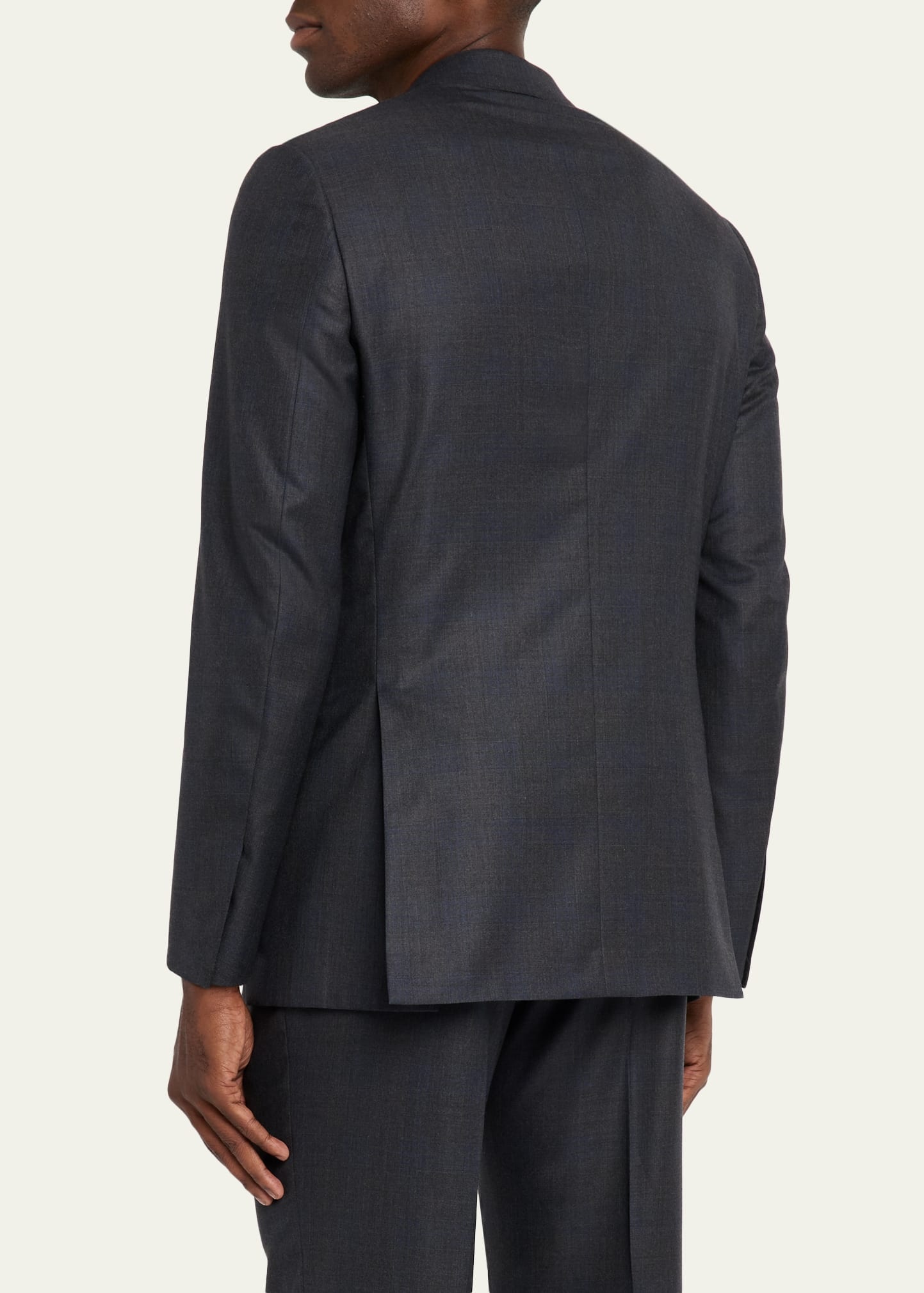 Men's Wool and Silk Tonal Check Two-Piece Suit - 3