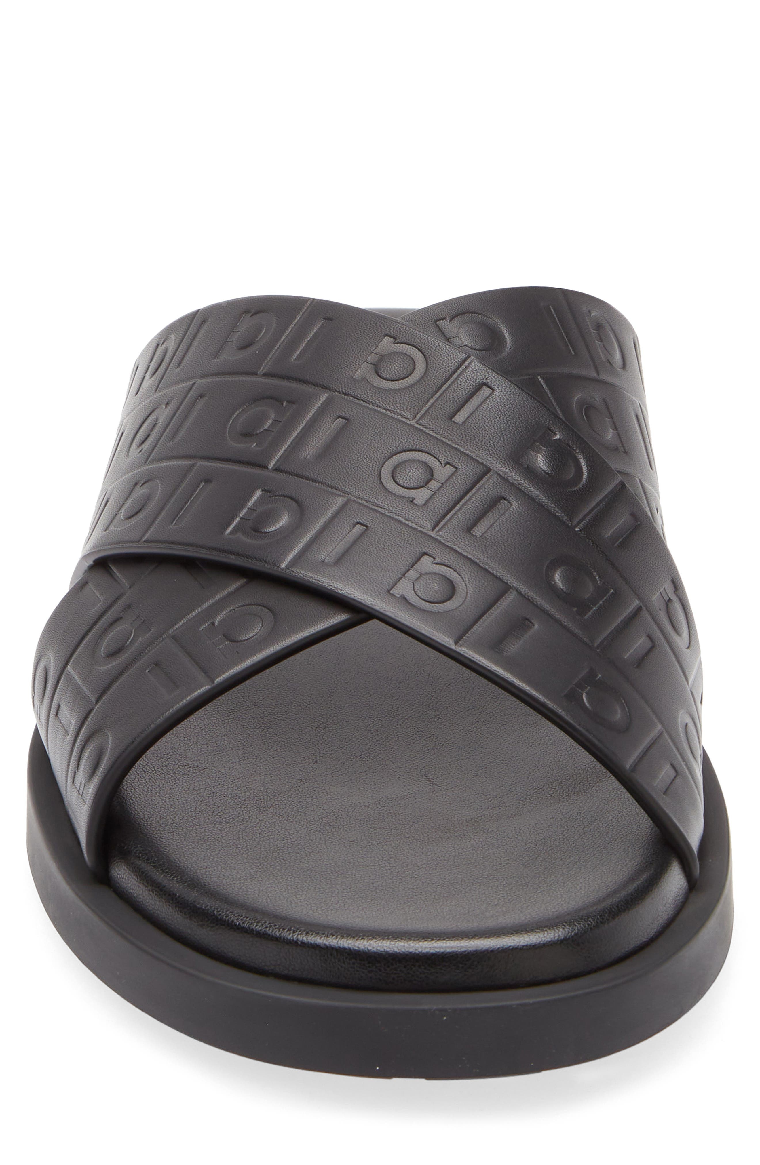 FERRAGAMO Monogram Slide Sandal in Nero at Nordstrom - 4