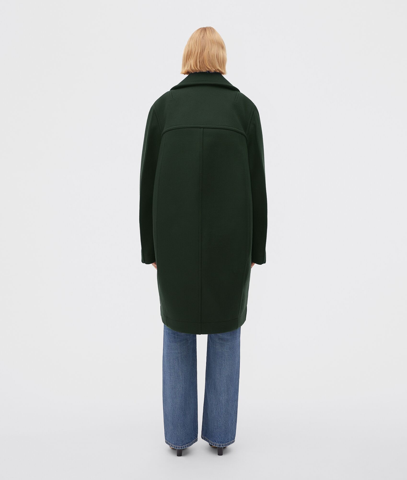 Curved Shape Felted Wool Coat - 3