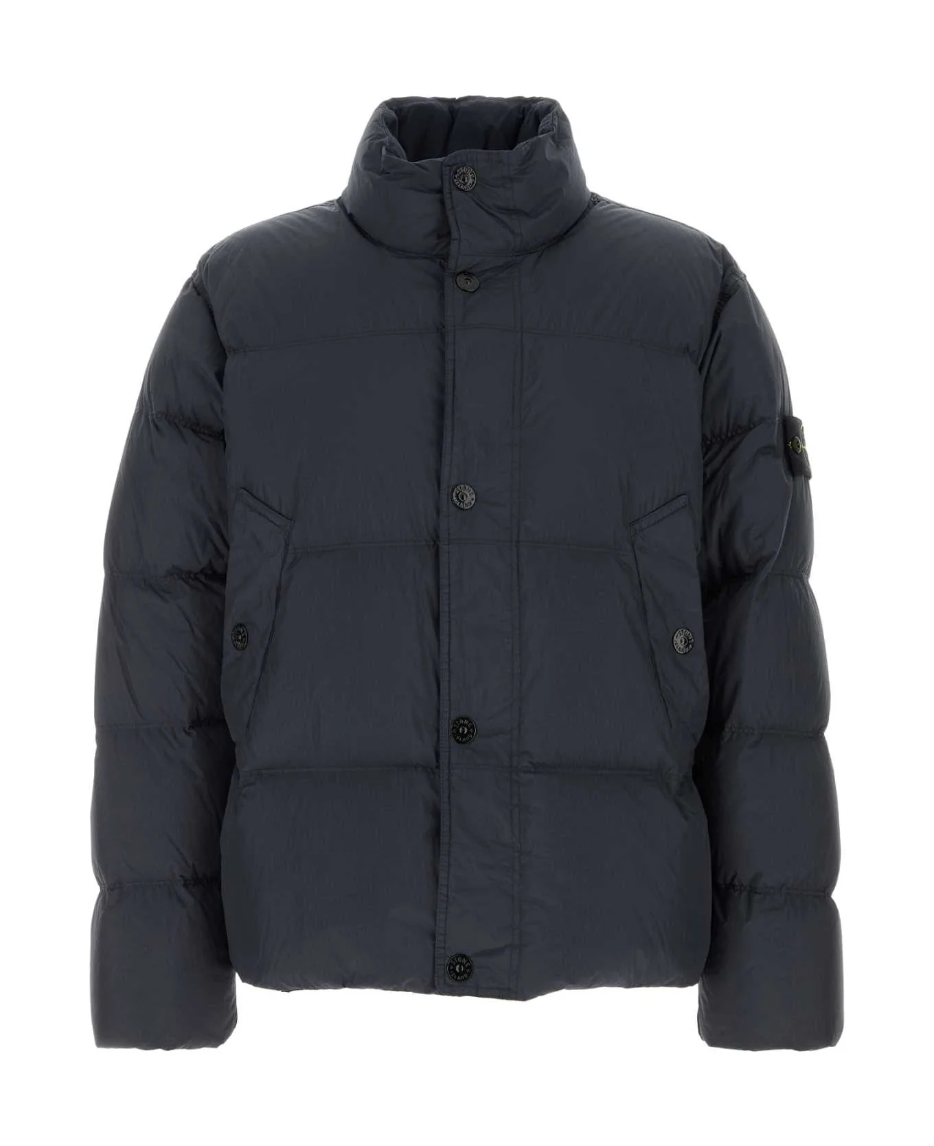 Navy Blue Nylon Down Jacket - 1