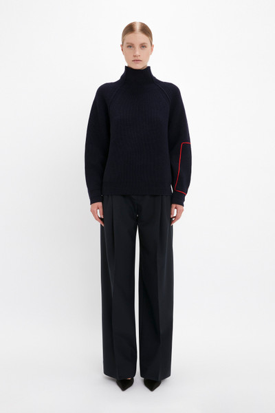 Victoria Beckham Oversized Polo Neck Jumper In Navy outlook