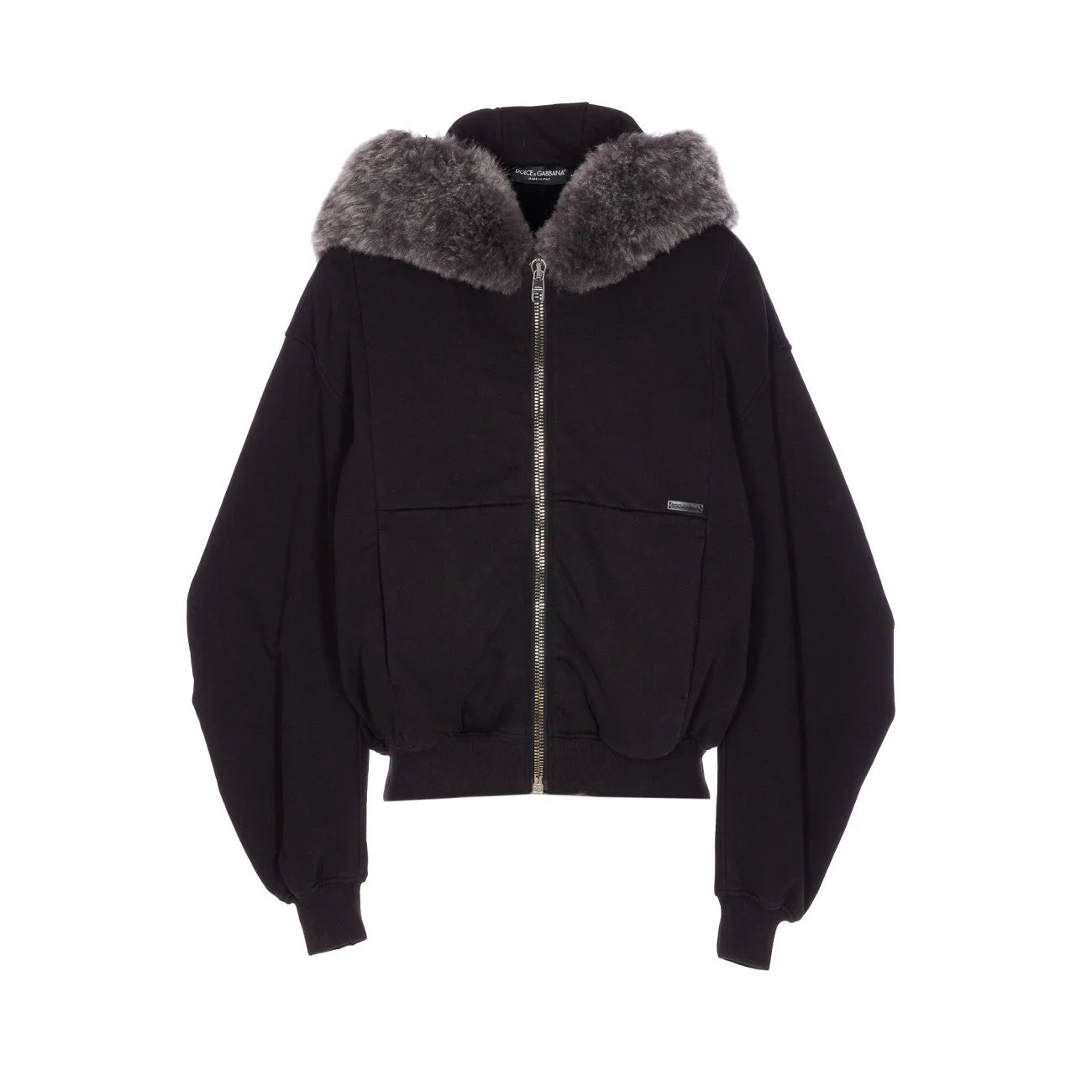 Dolce&Gabbana Men Hooded Sweatshirt With Fur Edge - 1