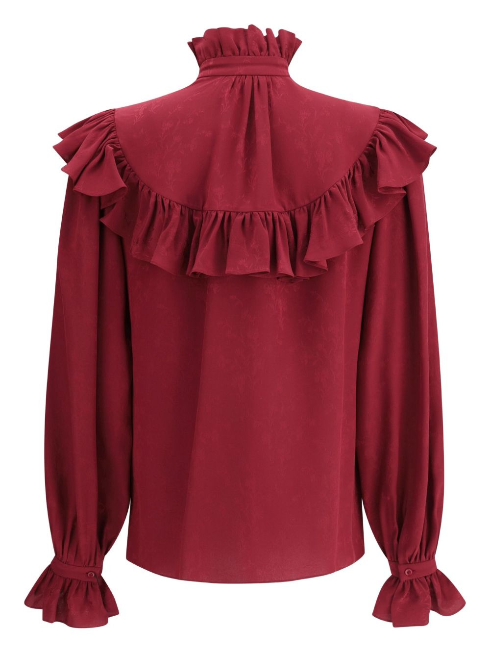 stand-collar ruffled blouse - 2