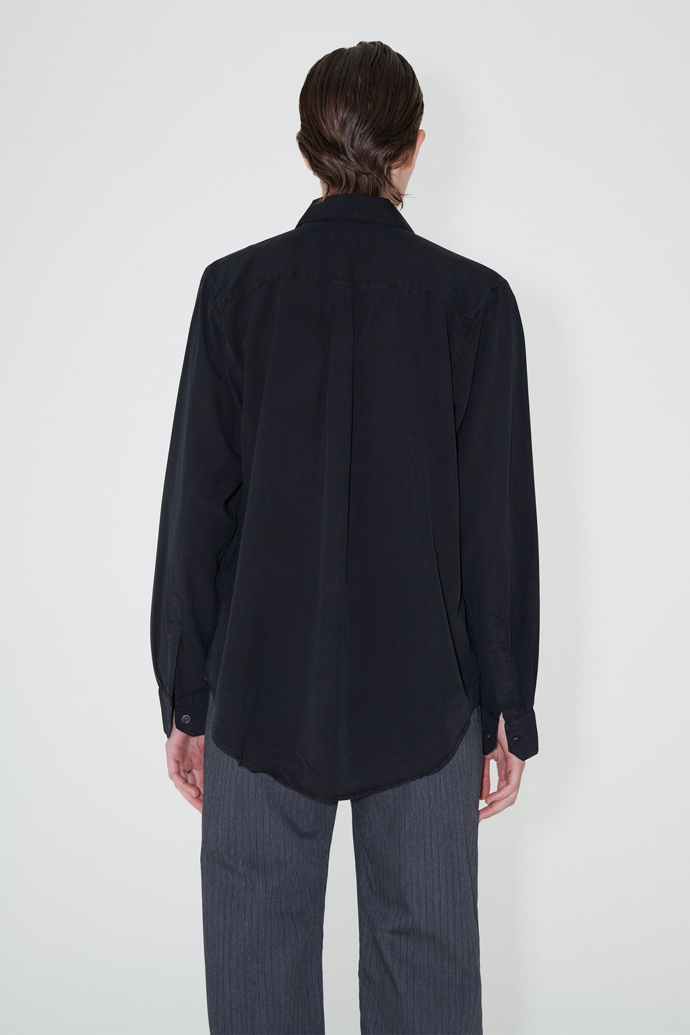 Line Shirt Black Fine Silk - 3