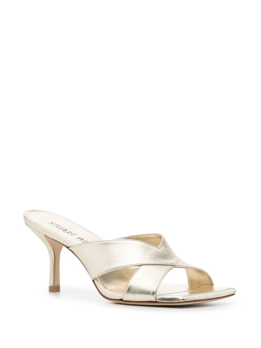 metallic square-toe mules - 2