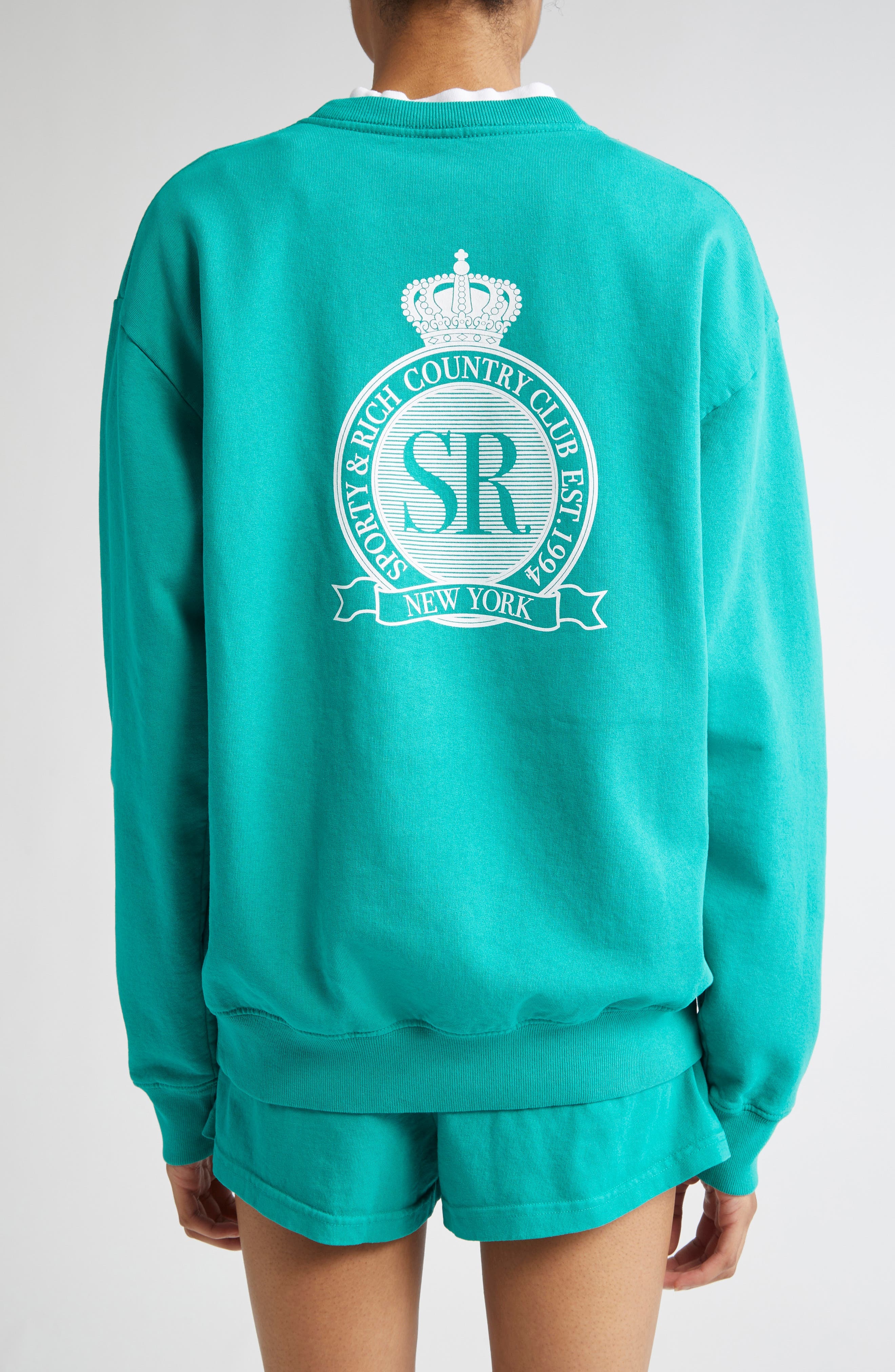 Sporty & Rich Royal Club Fleece Graphic Sweatshirt in Spring Green at Nordstrom - 3