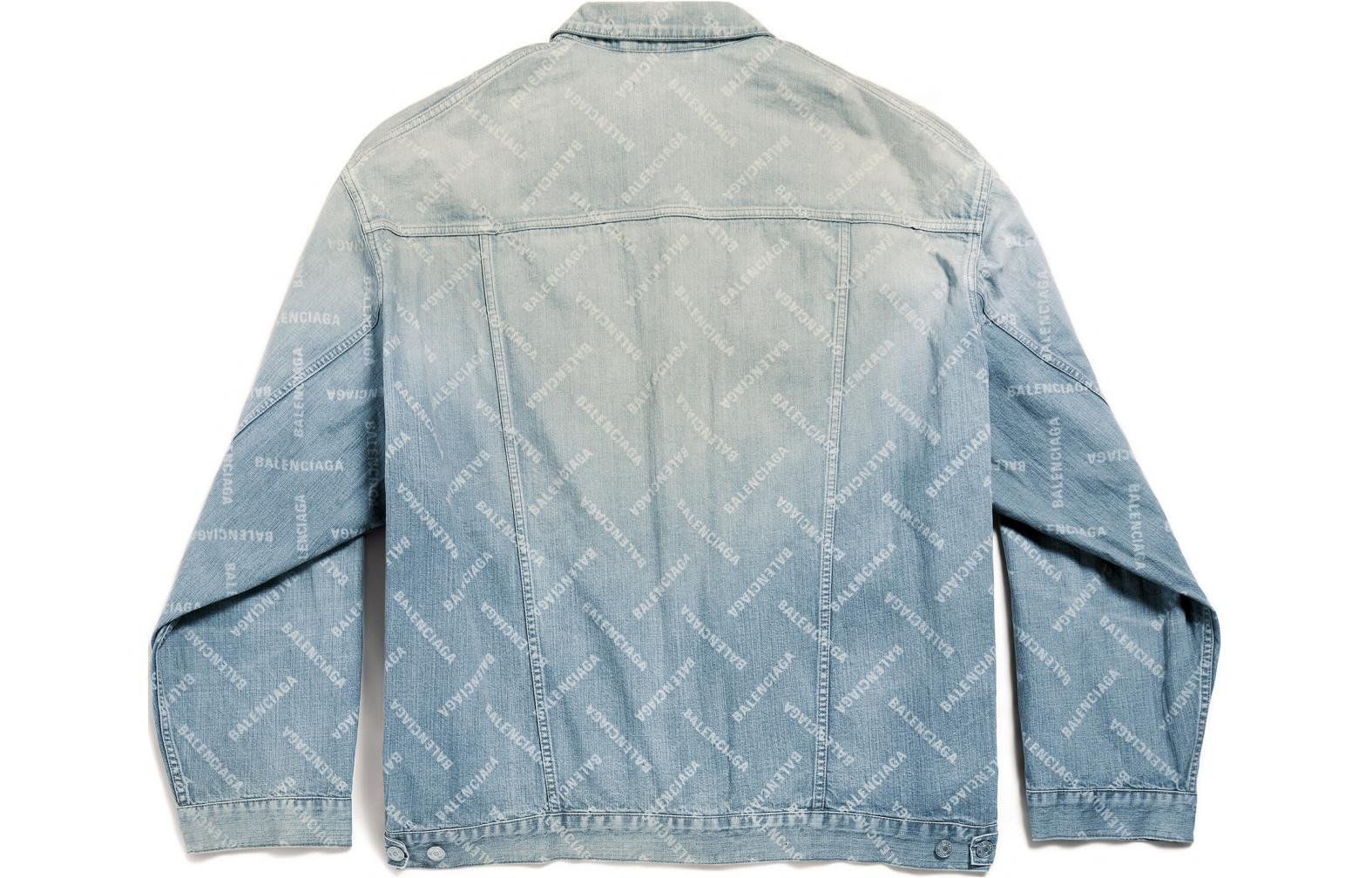 (WMNS) Balenciaga Bal Diagonal Allover Oversized Jacket 'Light Blue Japanese Ring Denim' 773616TPW53 - 2