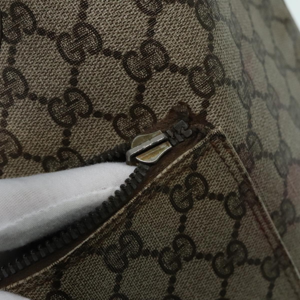 GUCCI GG Supreme Web Sherry Line Tote Bag Pvc Leather Beige 38 38 - 10