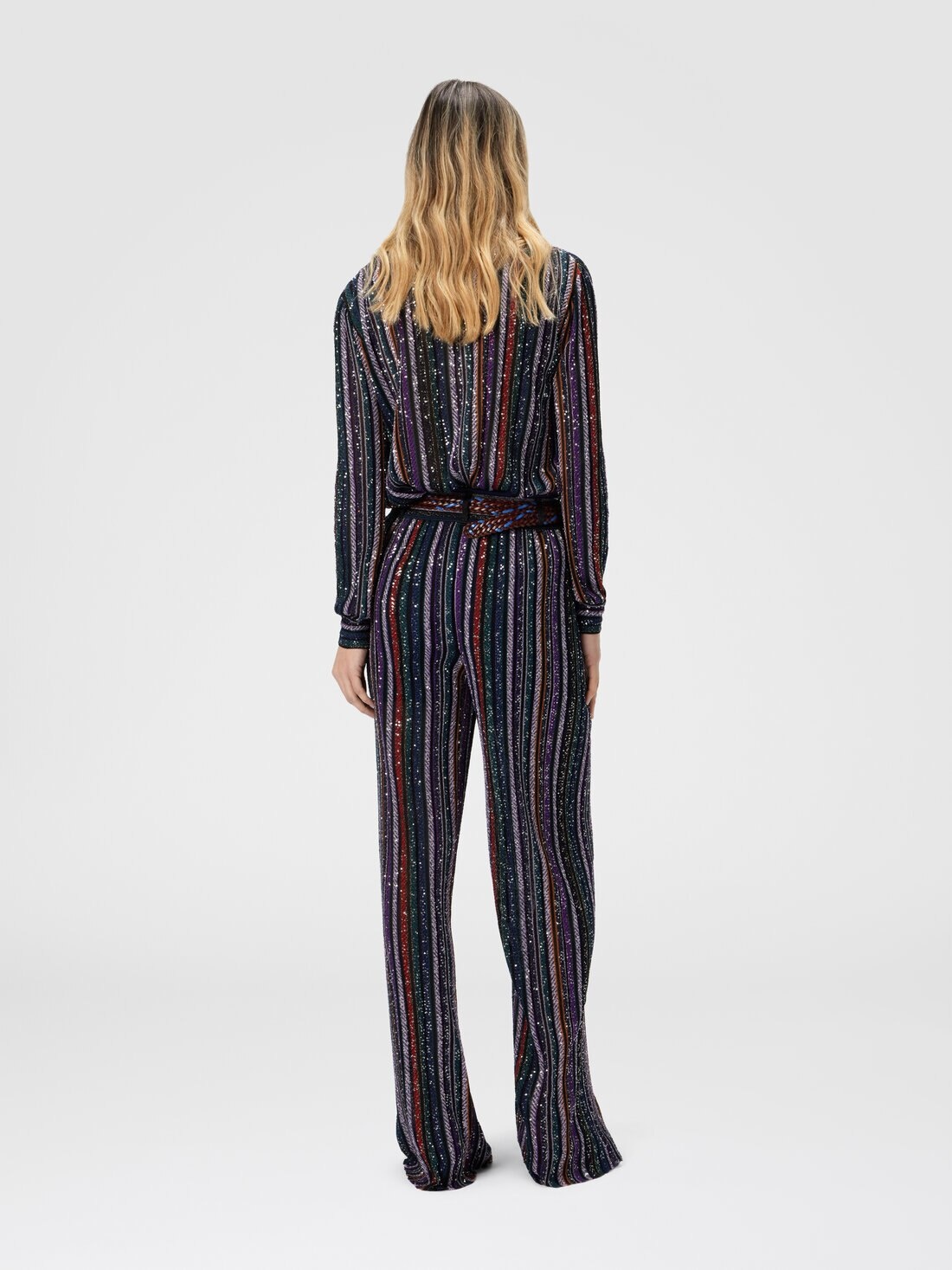 Long Pants in Herringbone Stripe Knit - 3
