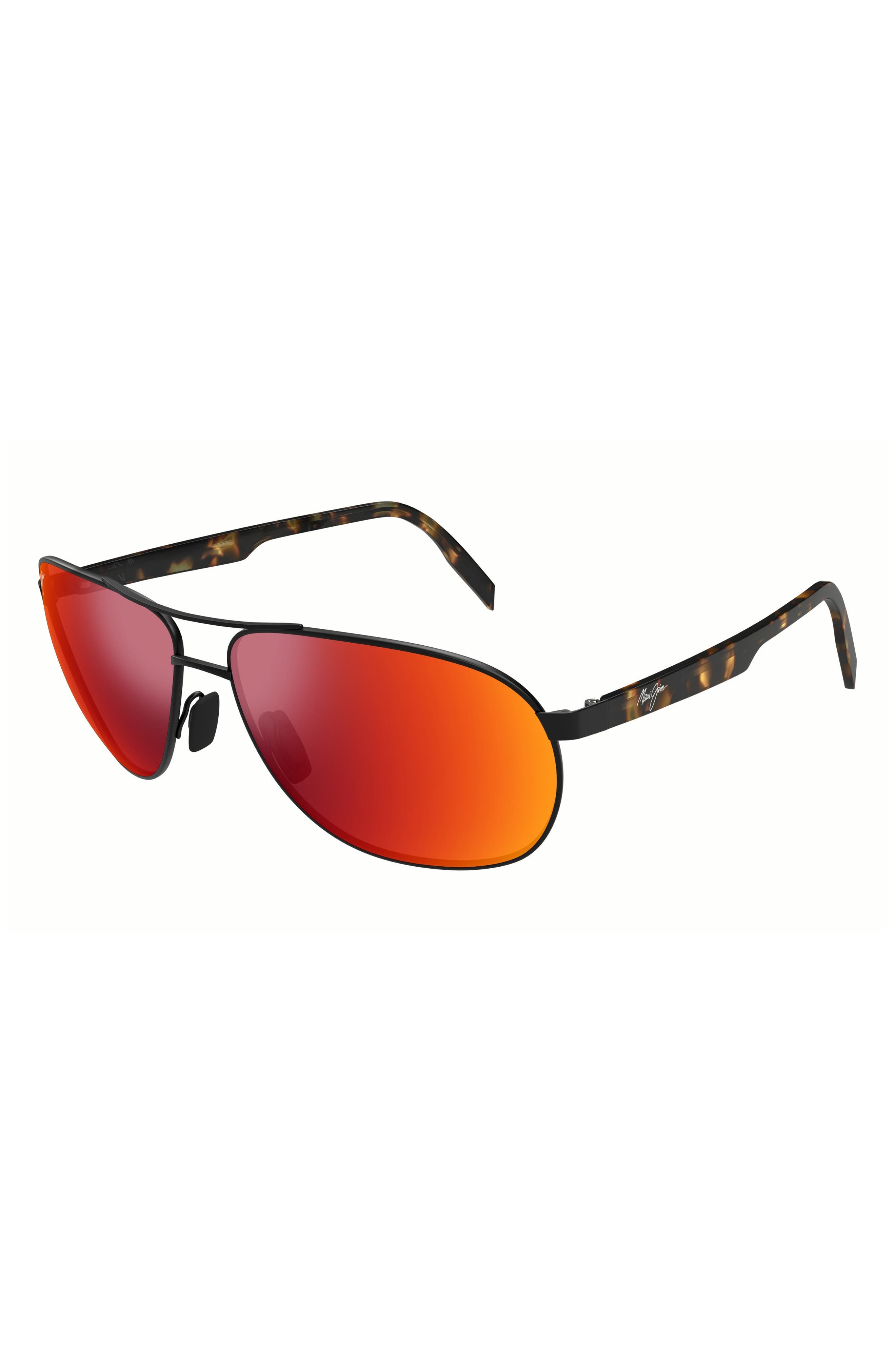 Maui Jim Castles 61mm PolarizedPlus2® Aviator Sunglasses in Black/Hawaii Lava at Nordstrom - 2