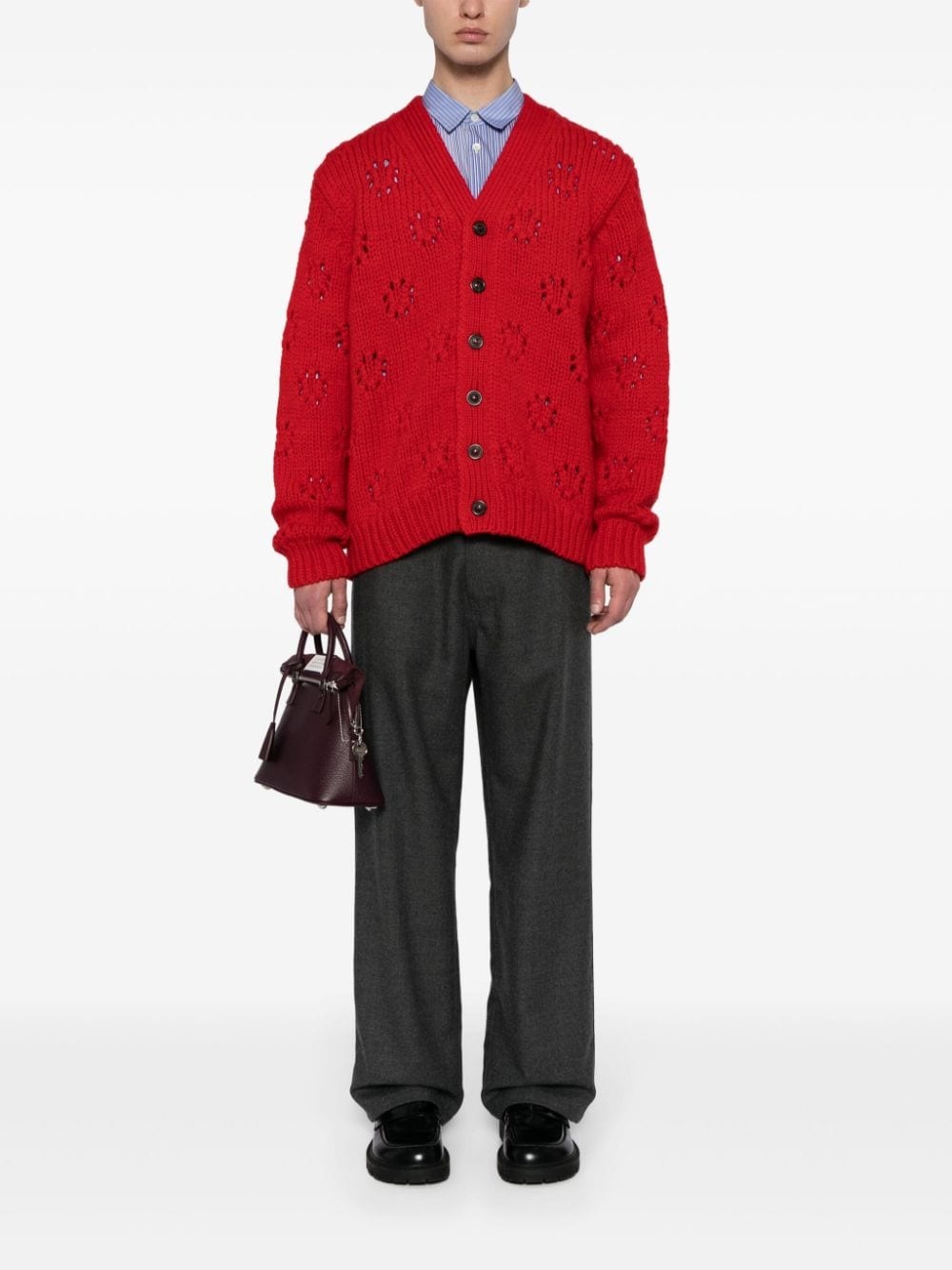 pointelle-knit wool cardigan - 2