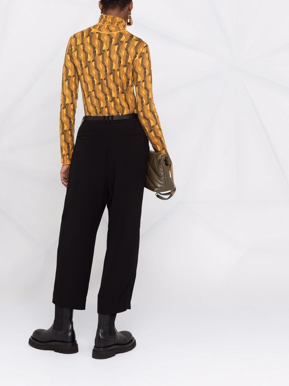 cropped straight-leg crepe harem trousers - 4
