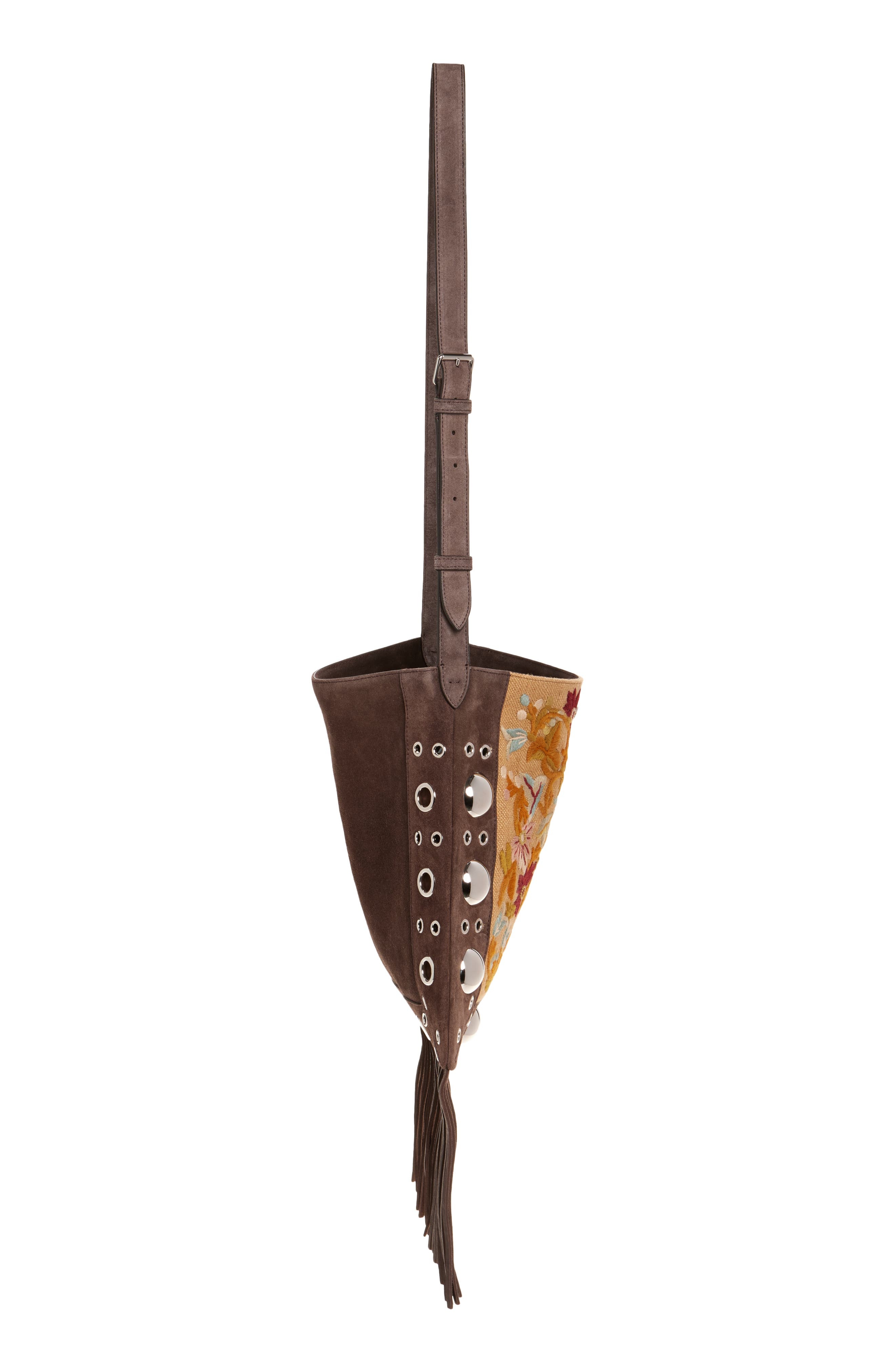 Valentino Garavani Small Nellcôte Fringe Stud Embroidered Crossbody Bag in Brown/Black at Nordstrom - 7