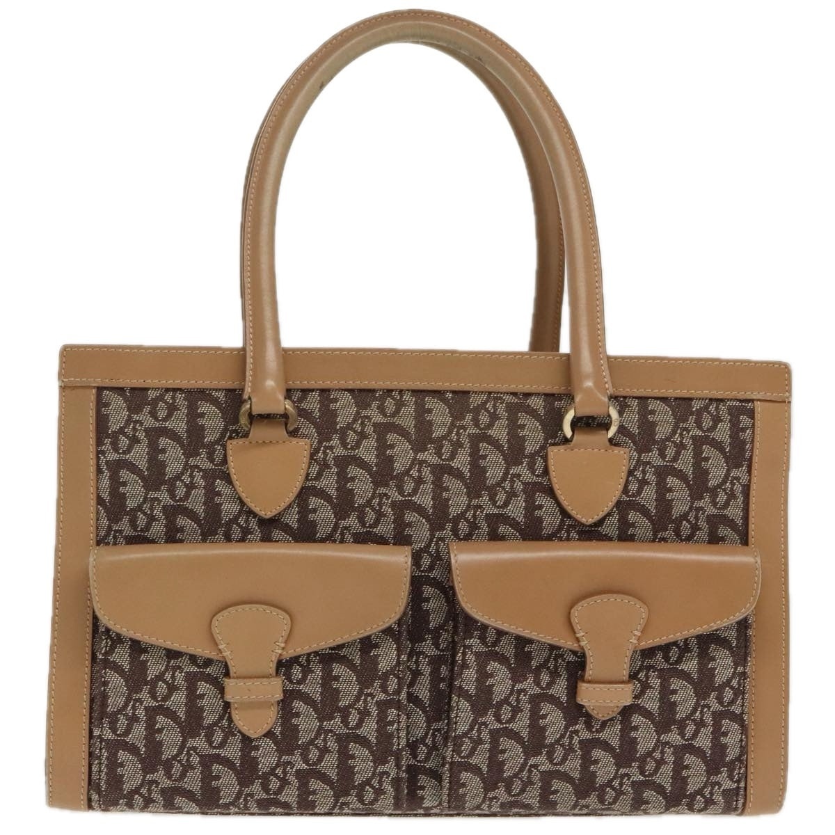 DIOR Trotter Canvas Hand Bag Beige Brown Gold - 13