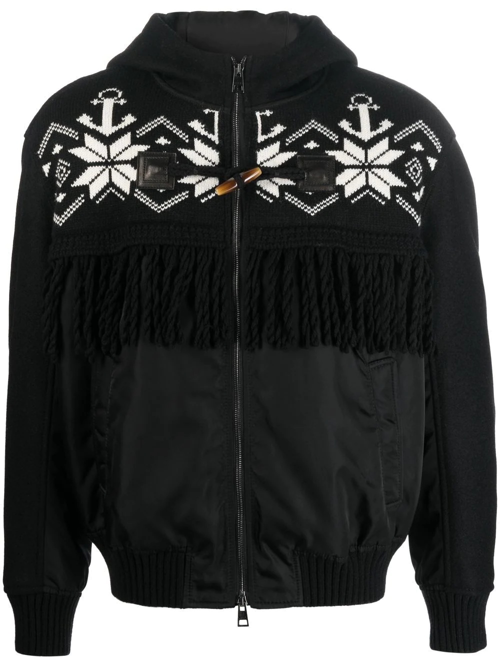 fringed sportswear hooded jacket - 1