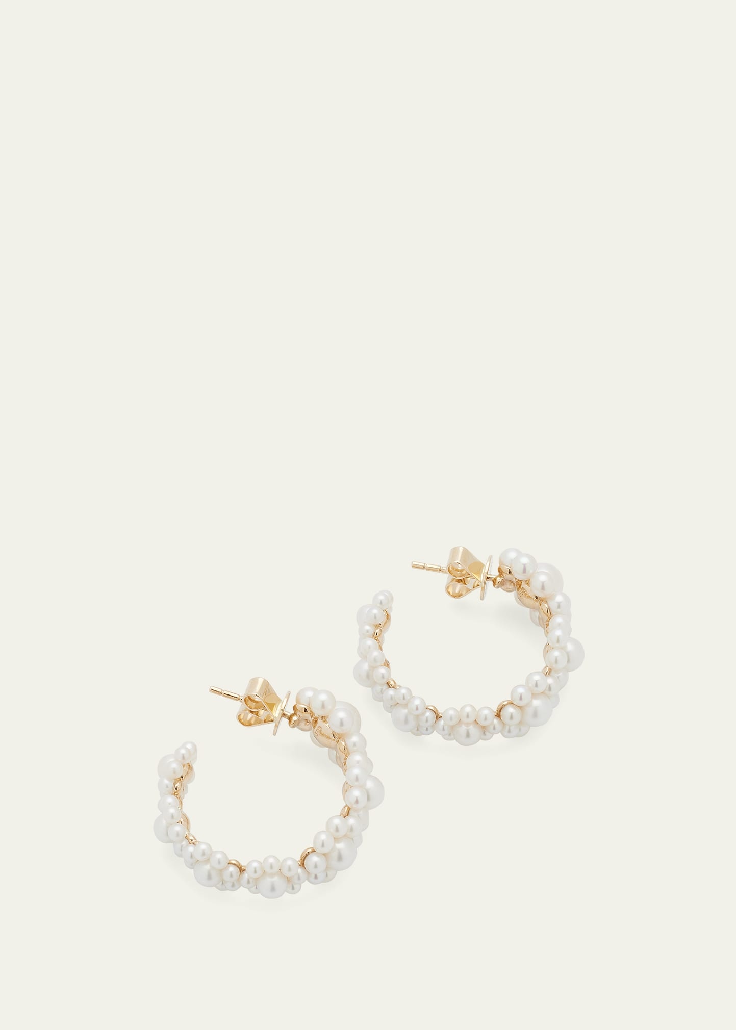 Jardin Boucle Freshwater Pearl Floral Hoop Earrings in 14K Yellow Gold - 3