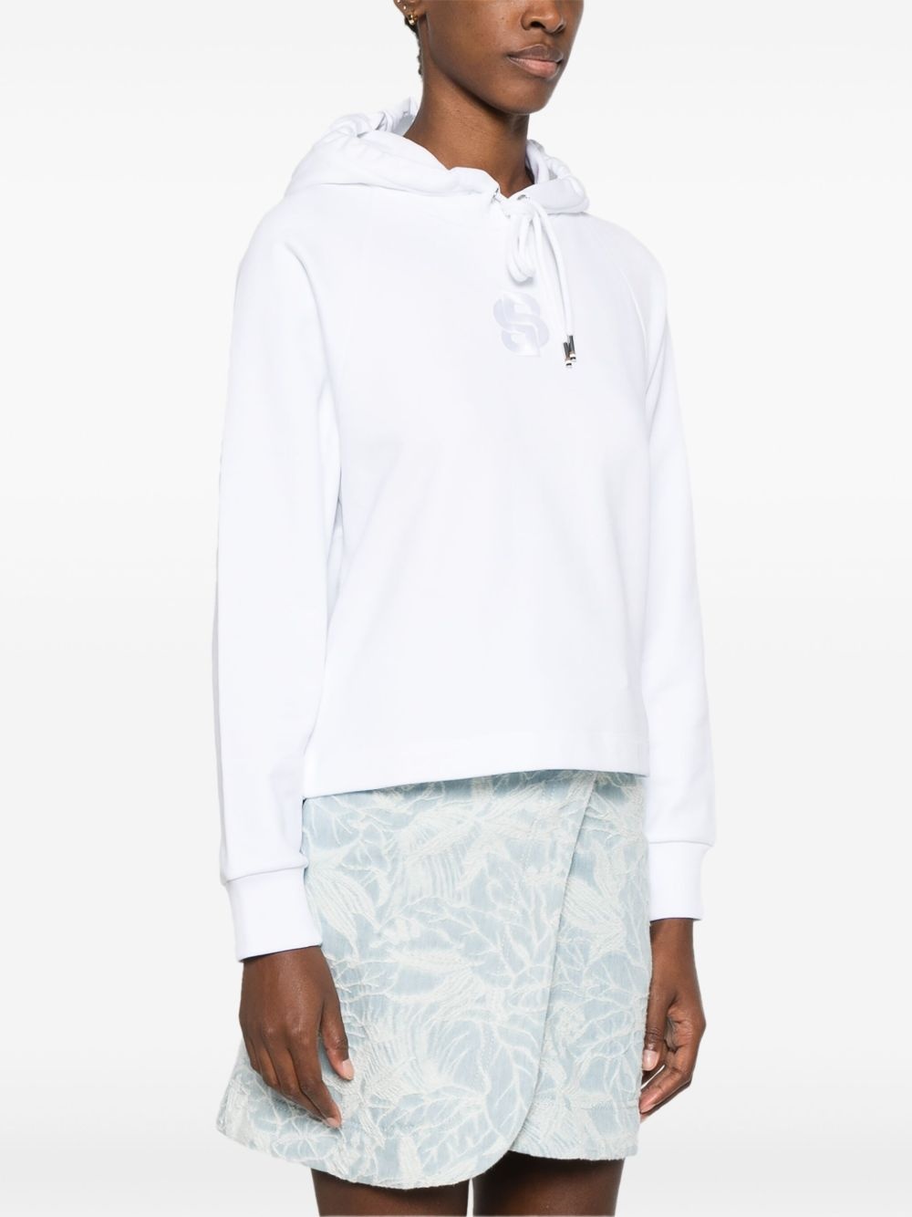 logo-embroidered cropped hoodie - 3