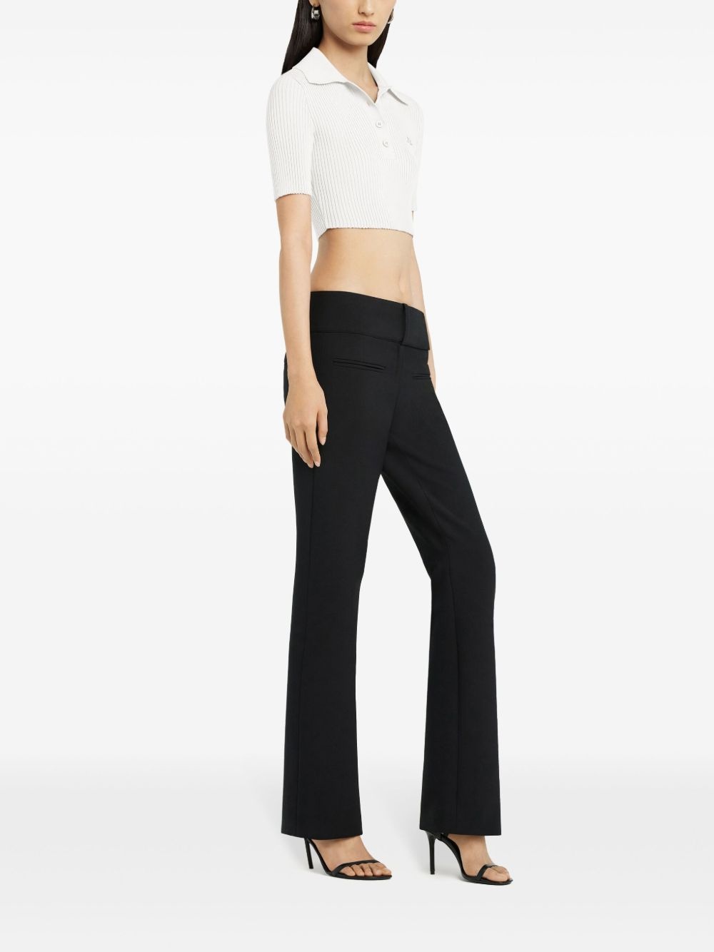 knitted cropped polo top - 3