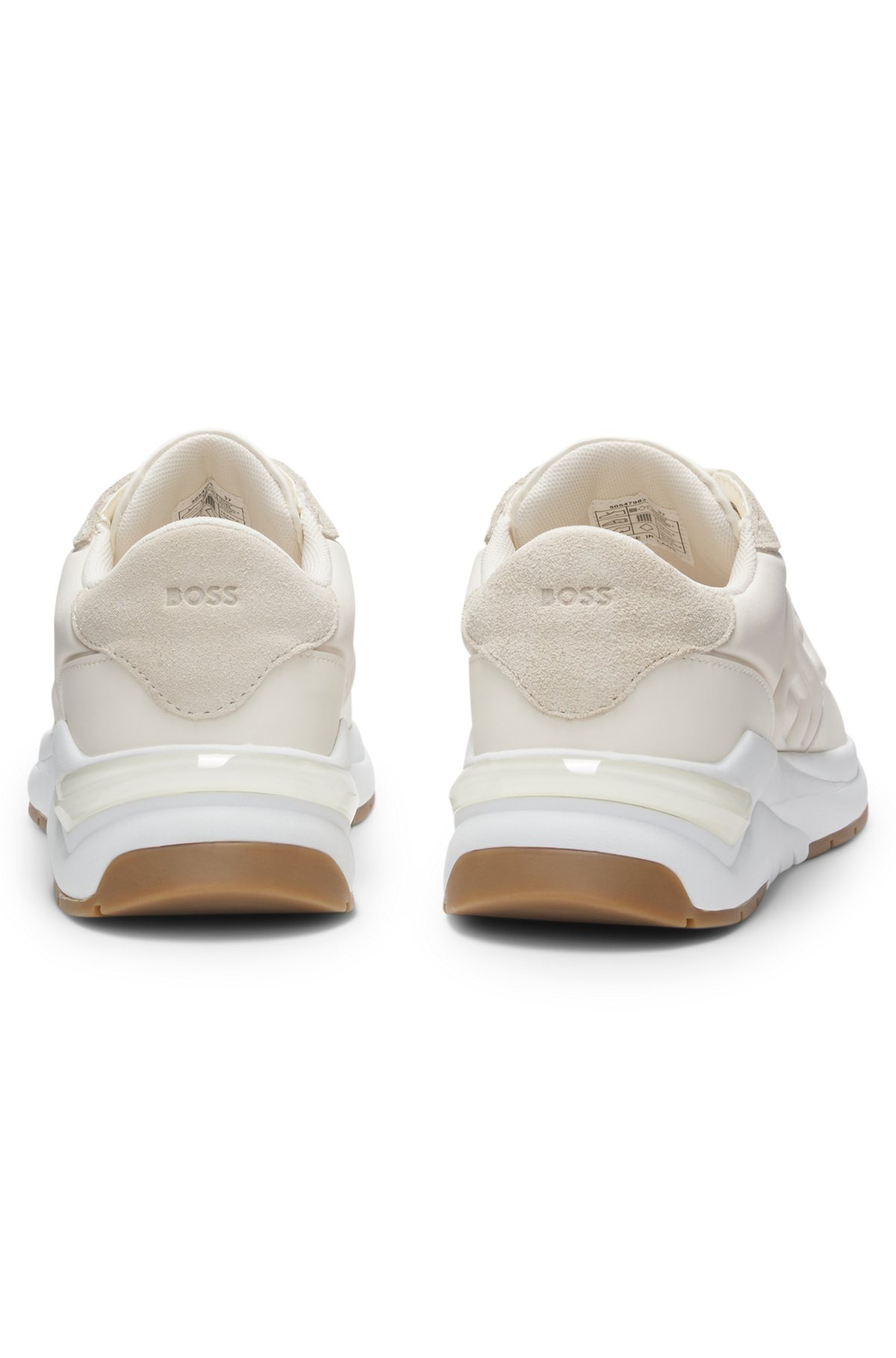 MIXED-MATERIAL TRAINERS WITH LARGE DOUBLE B MONOGRAM - 5