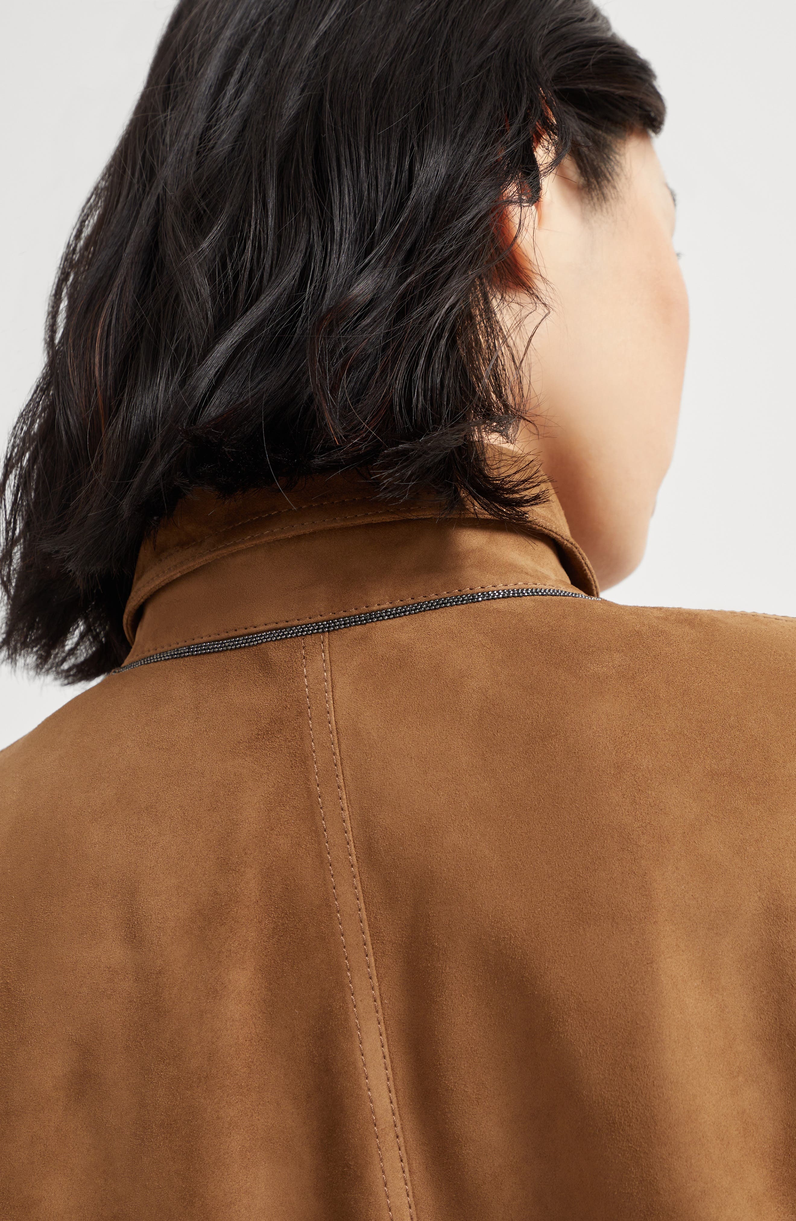 Brunello Cucinelli Suede shirt with monili in Light Brown at Nordstrom - 4