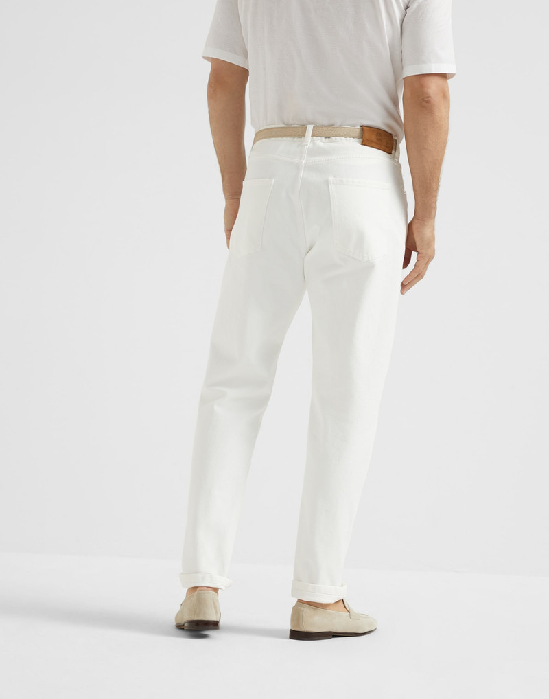 Brunello Cucinelli Garment-dyed iconic fit five-pocket trousers in denim outlook