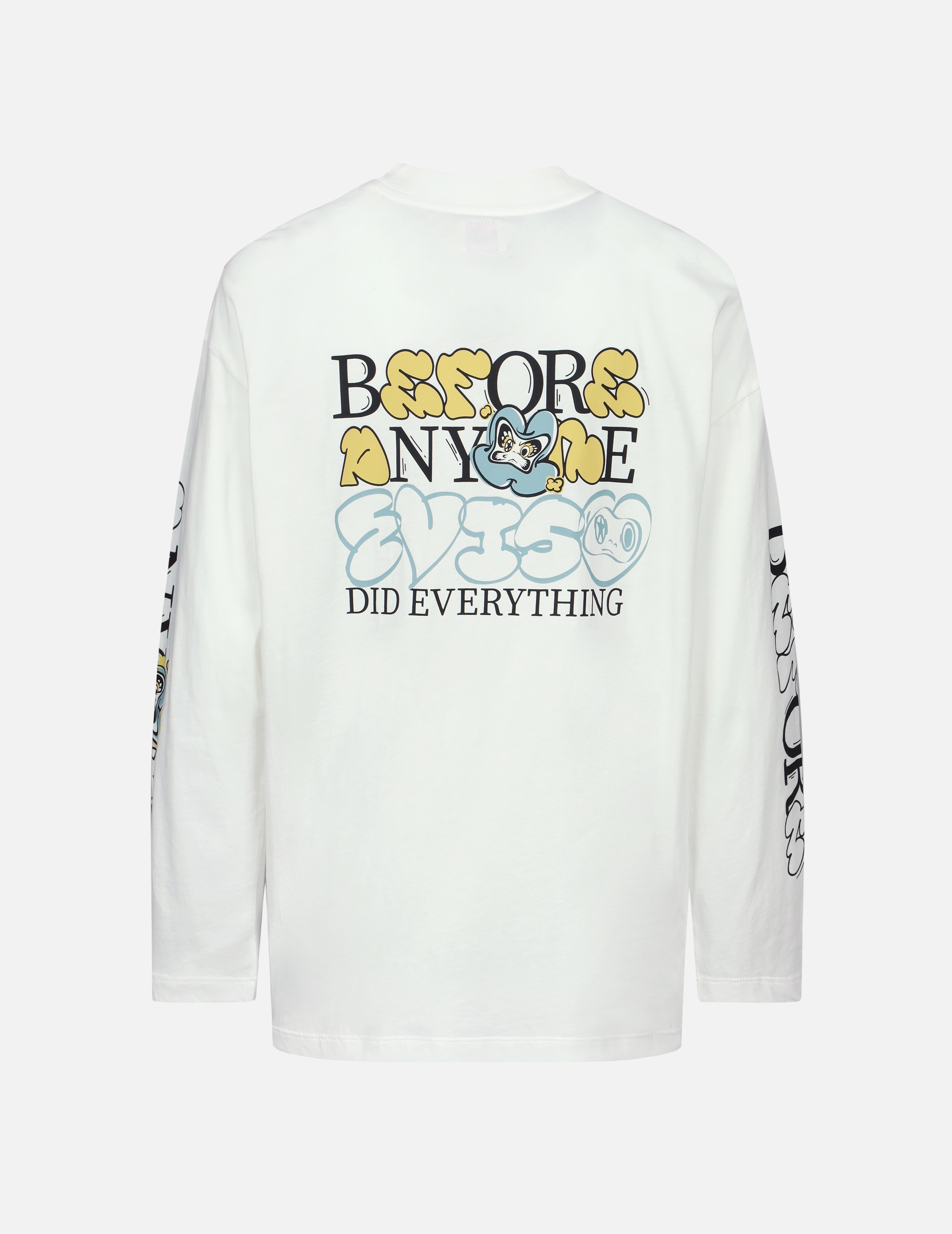 GRAFFITI DARUMA SLOGAN PRINT LONG-SLEEVE T-SHIRT - 1