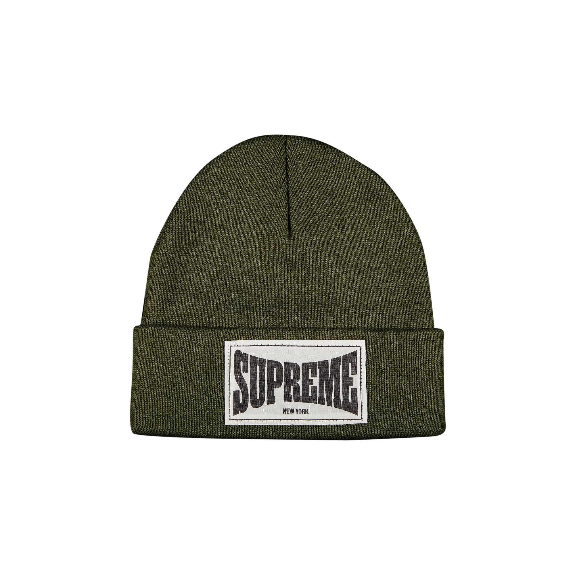 Supreme Woven Label Beanie 'Olive' - 1