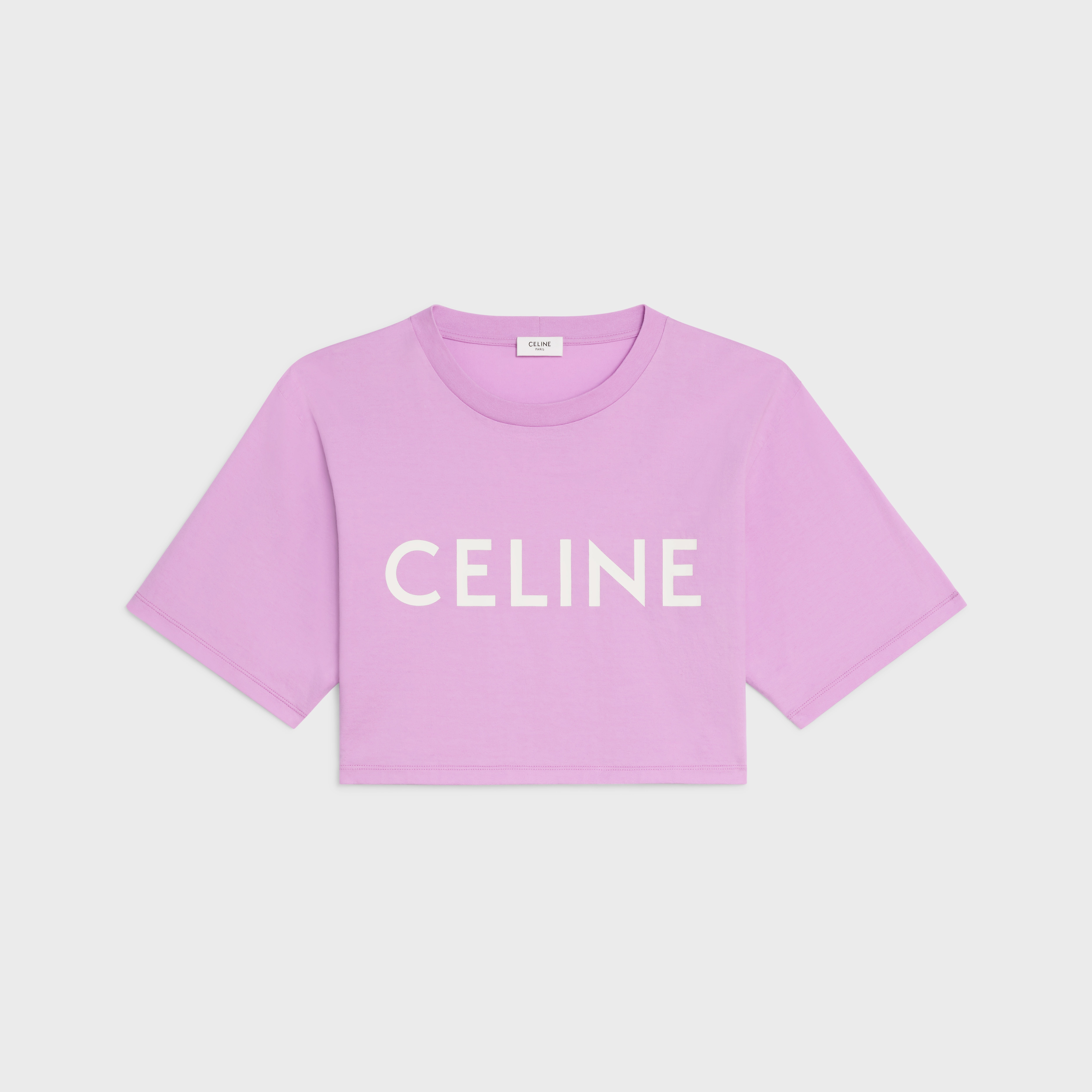 CROPPED CELINE T-SHIRT IN COTTON FLEECE - 1