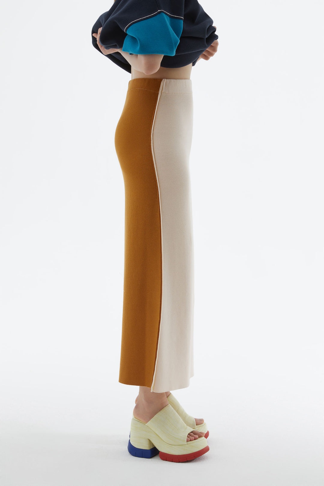 BRONZE & CREAM KNIT SKIRT - 3
