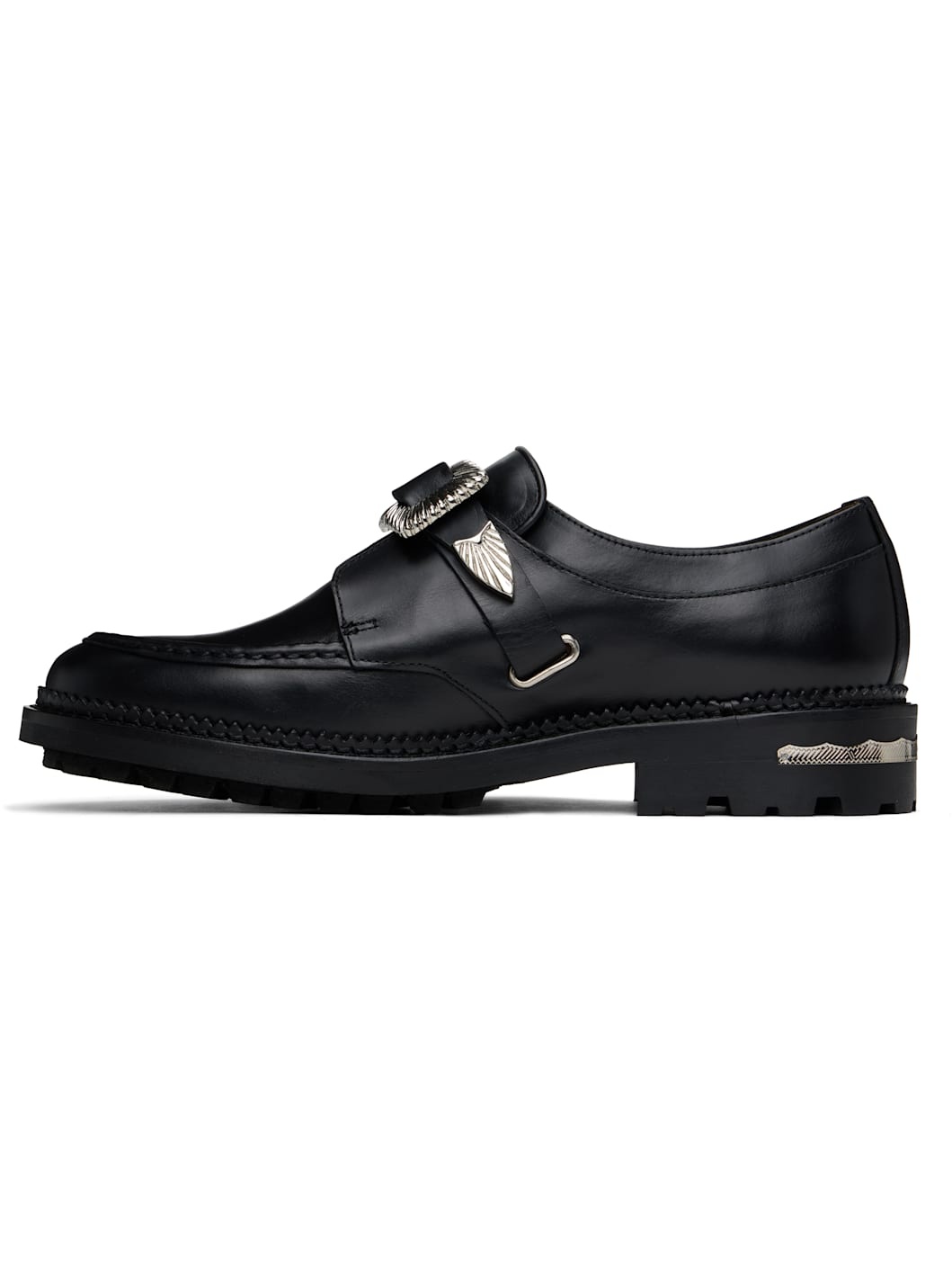 SSENSE Exclusive Black Hard Leather Monkstraps - 3